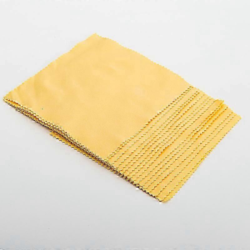 50 قطعة قماش تنظيف المجوهرات قماش تلميع أصفر للفضة الاسترليني الذهب البلاتين قماش تلميع صغير 14x14 سم