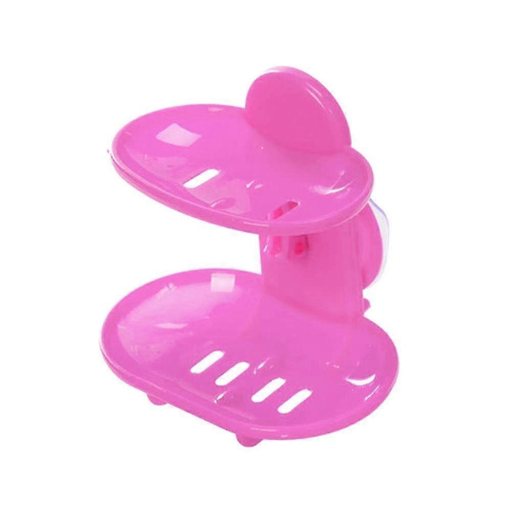 Double-Layer Suction Wall-Mounted Soap Dish Soapbox Drying Holder Shelf for Bathroom