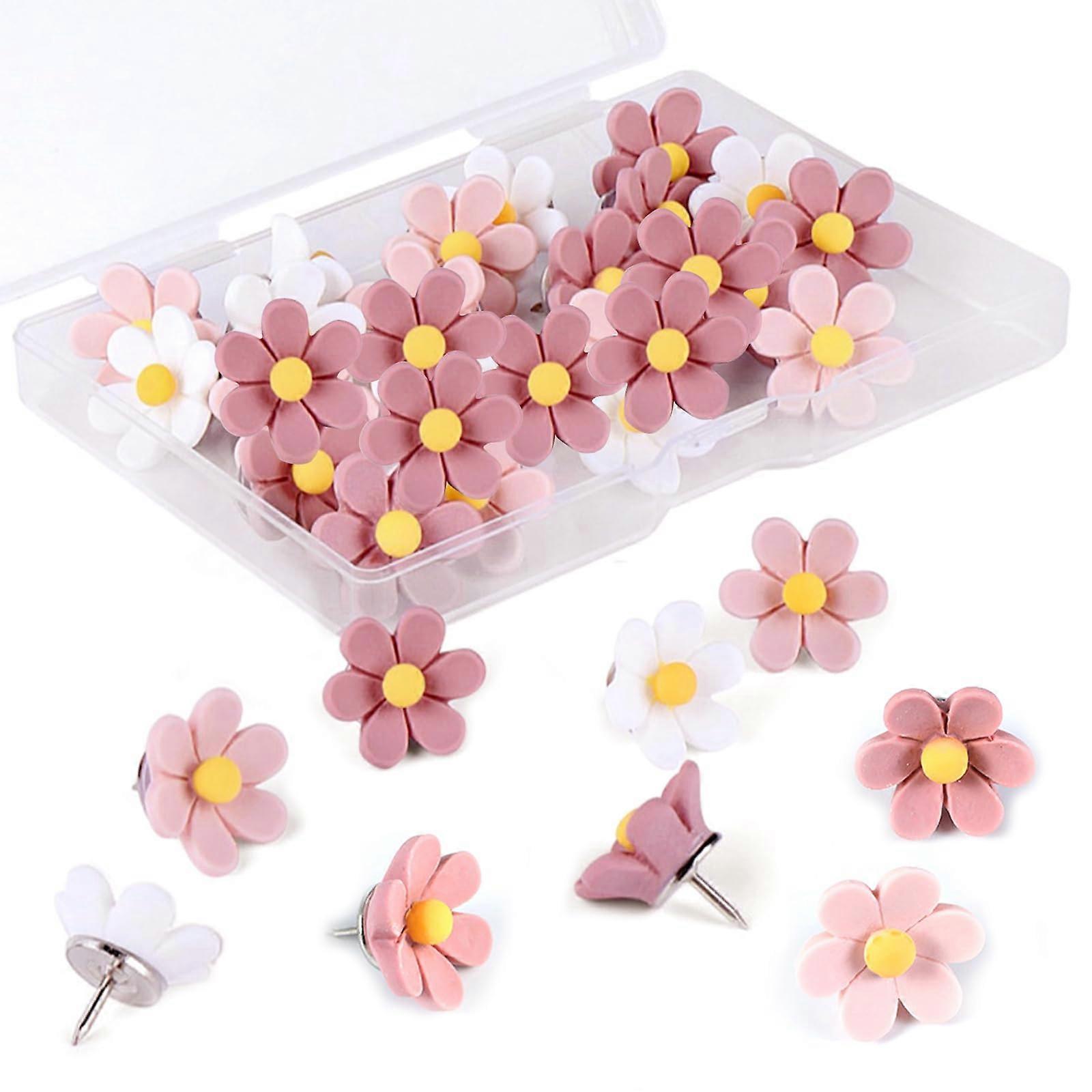 Flower drawing pins for cork board, pack of 30 pins, push pins, decorative drawing pins for pin boards, cork boards.