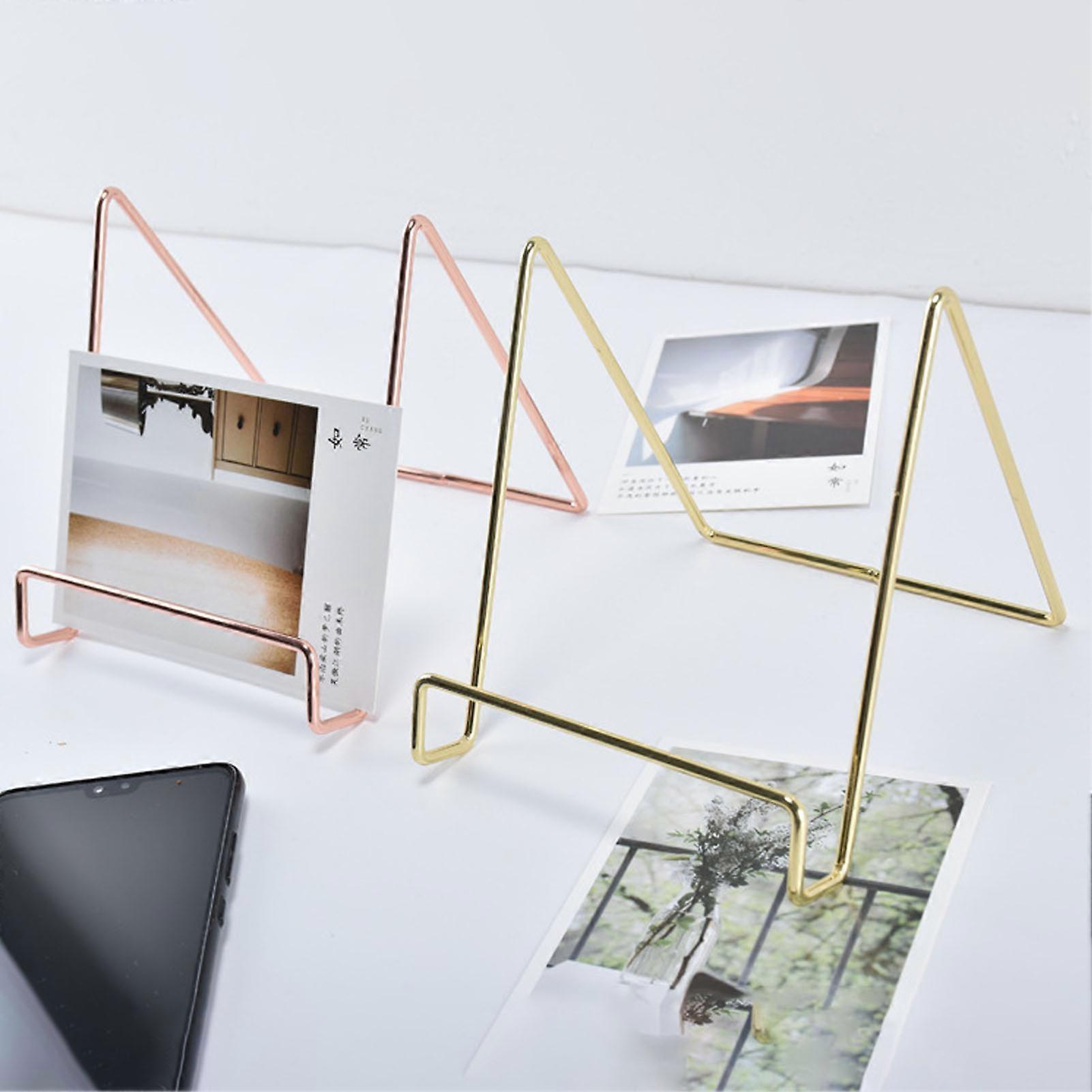 Metal Plate Stands Plating Process Rust Prevention Iron Plate Holder Picture Display Stand for Tablet PCs CD Records Books Gold