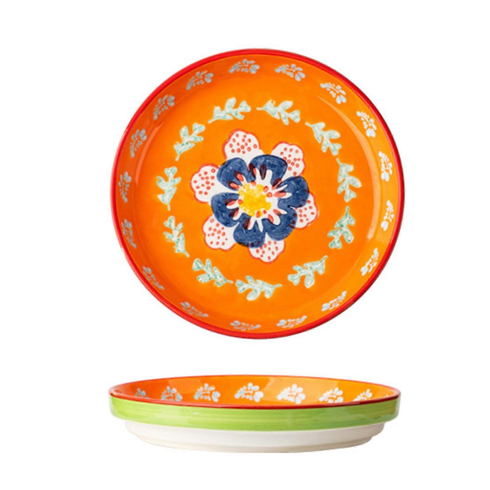 Pack of 2 Breakfast Bread Salad Plates 6.5 Inches, Main Course for Steak, Bread, Microwave, ScratchResistant, Orange