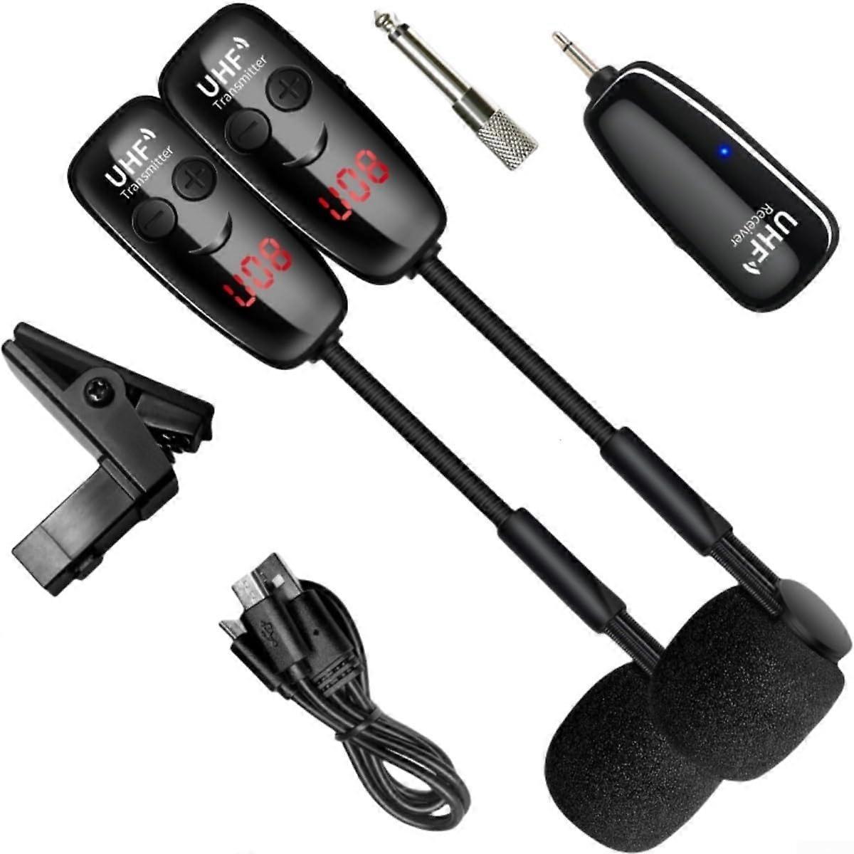 UHF Wireless for Saxophone Microphone Range up to 50 Metres, 600900 MHz Frequency Range (Dual Channel) Black