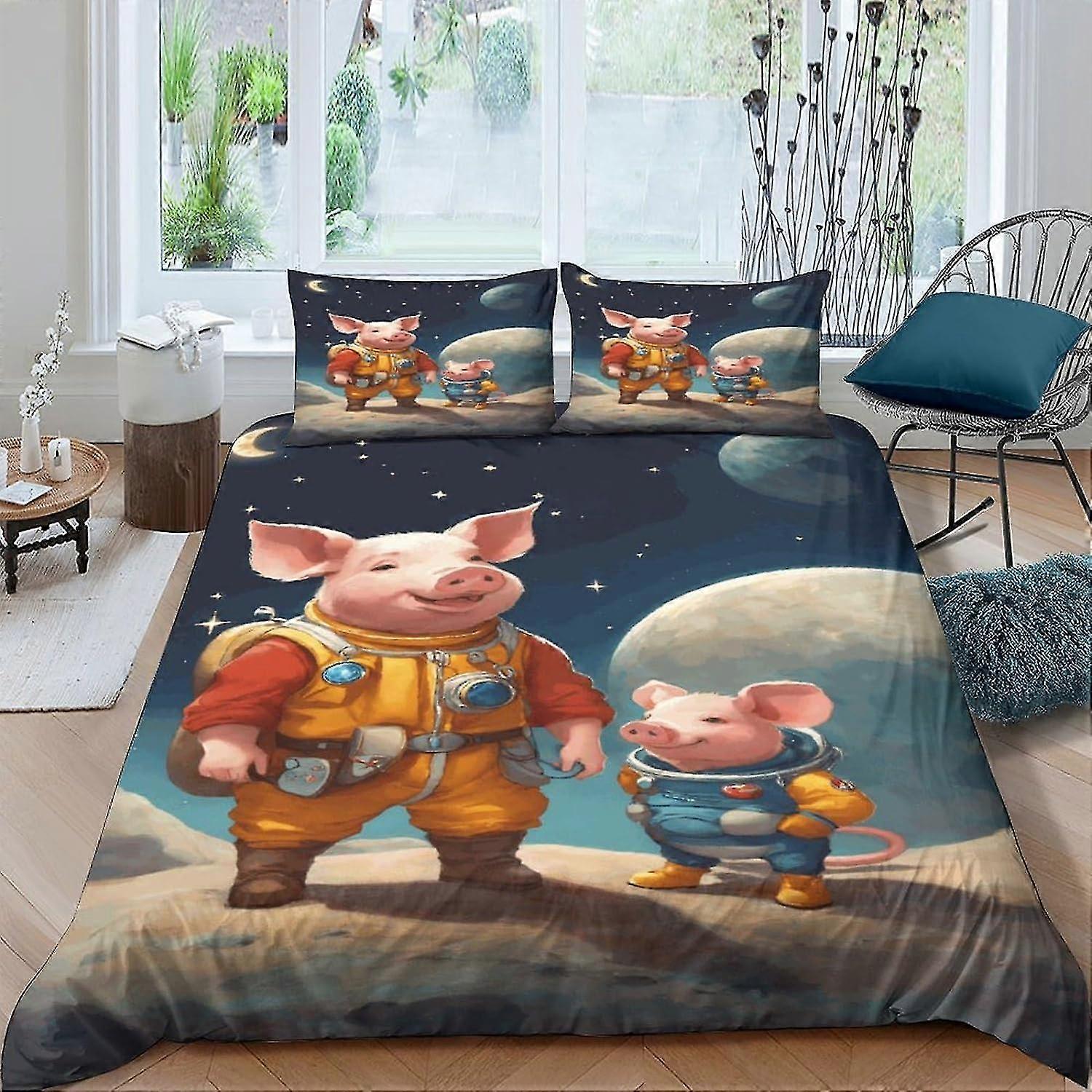 Space Theme Comforter Cover Bedding Set with 3D Pattern for Kids, Ultra Soft Bedclothes and Room Decor
