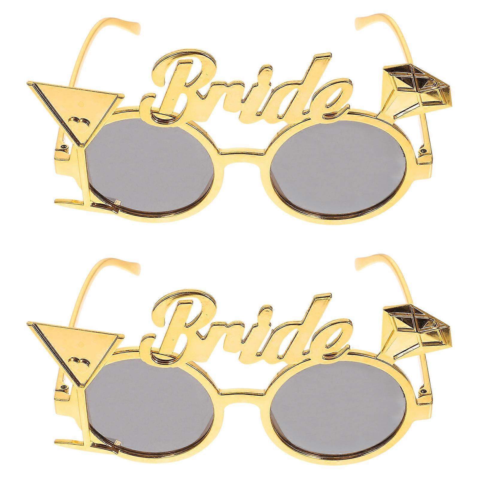 Bachelorette Party Decorations Bride Eyewear Golden 16X9X2CM Plastic Party Decoration 2Pcs