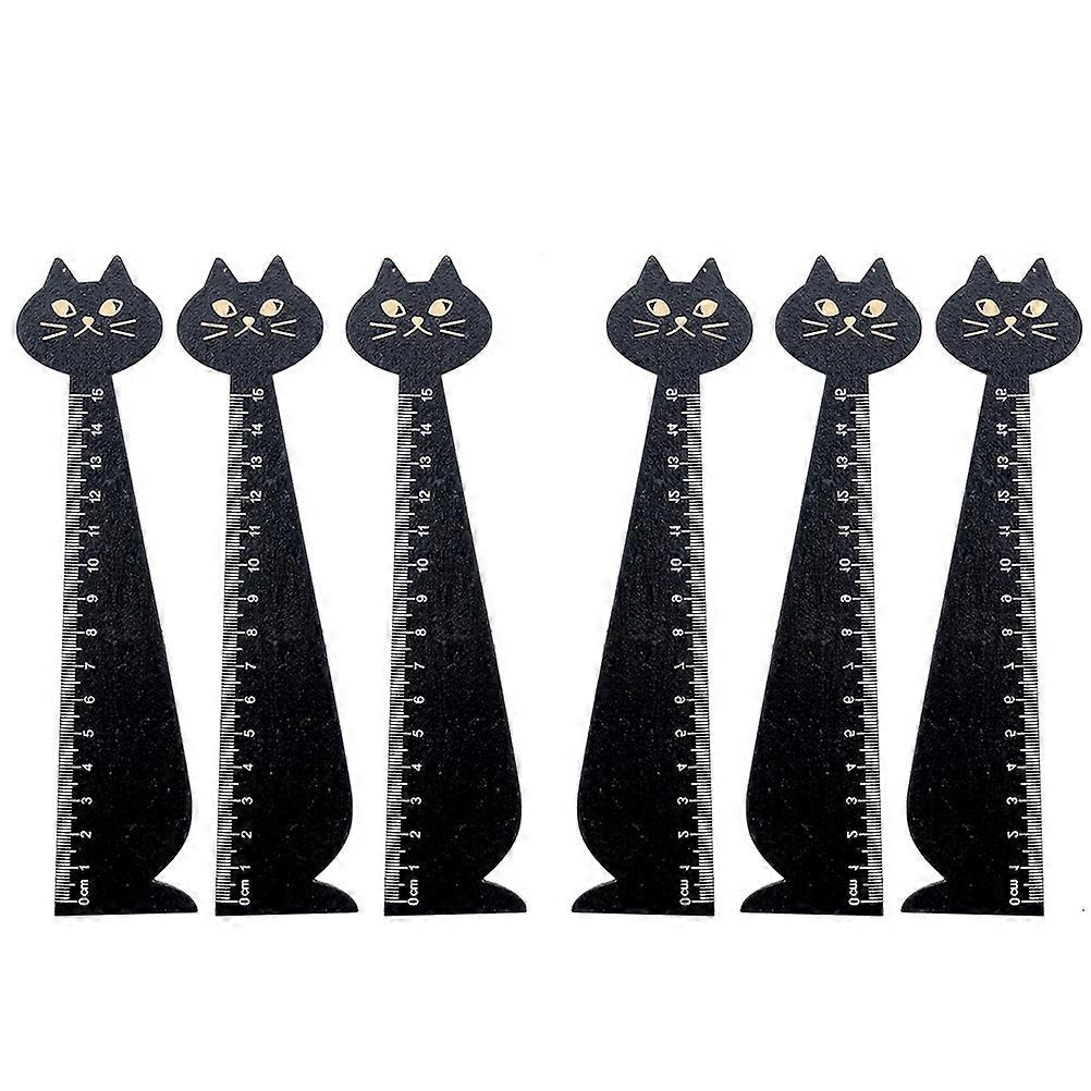 Here's a refined and professional product description based on your input:

 

**6PCS Cartoon Cat Shape Solid Wood Rulers – Cute & Wooden Ruler Set