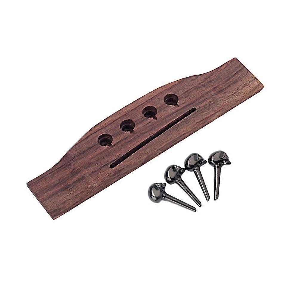 Guitar Bass Bridge 4 Strings Redwood Saddle Thru Slotted for Acoustic Bass Guitar Black Vintage Style Sound Enhancement 1Set