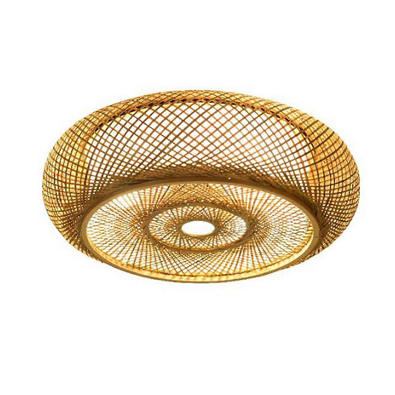 Vintage Weave Rattan Ceiling Lamp Adjustable E27 Pendant Light 40 cm