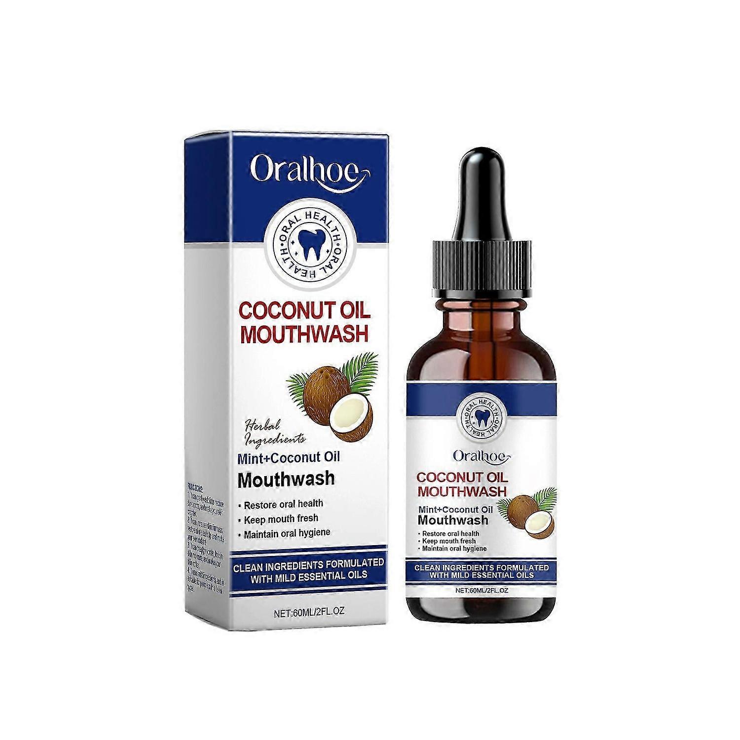 Bain de bouche à l’huile de noix de coco, Extraction d’huile de noix de coco pour les dents et les gencives, Bain de bouche à l’huile de noix de coco et à la menthe, Fre