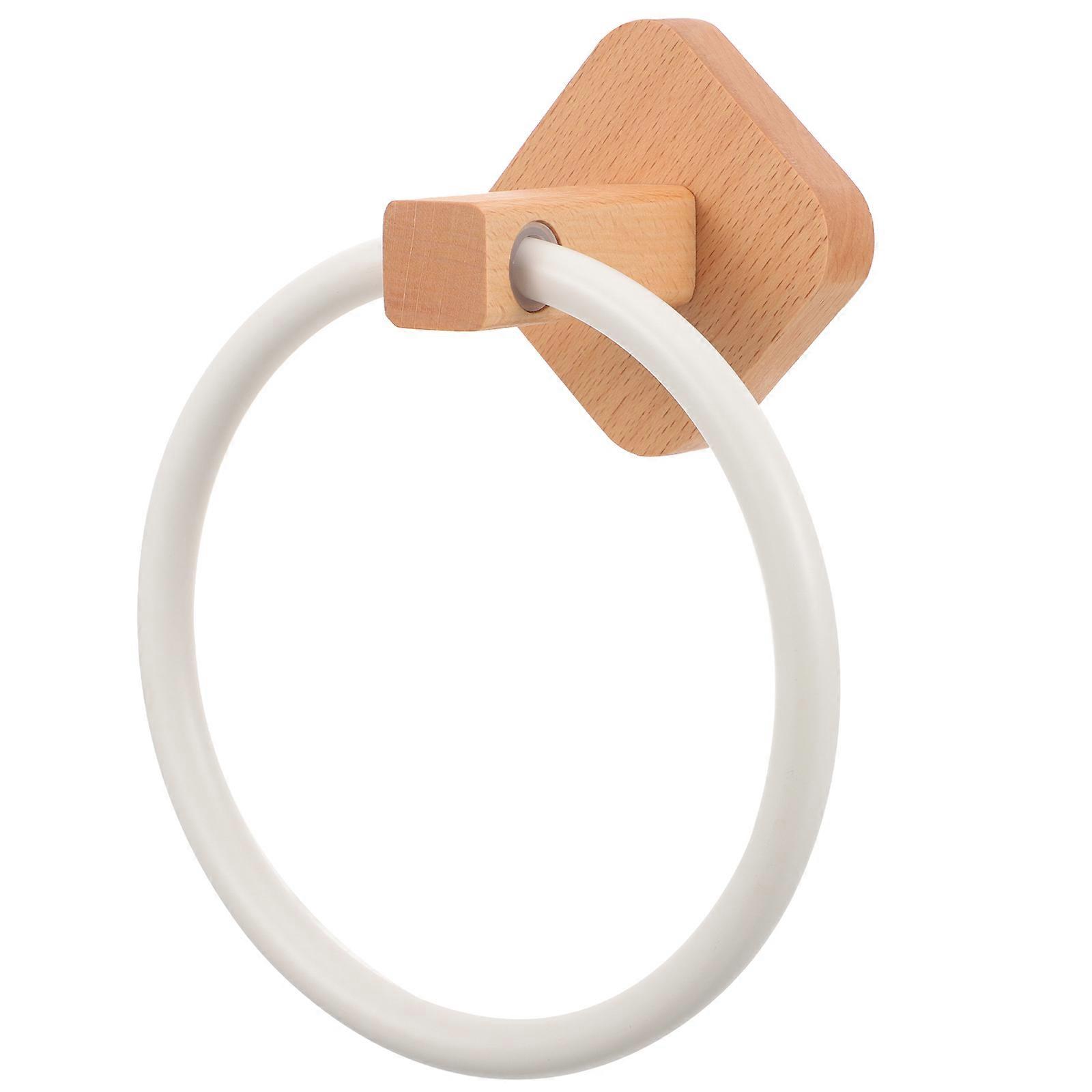 Wall Mounted Wooden Towel Holder for Bathroom & Kitchen – Durable, Space Saving White Organizer for Towels, Washcloths & Dishcloths