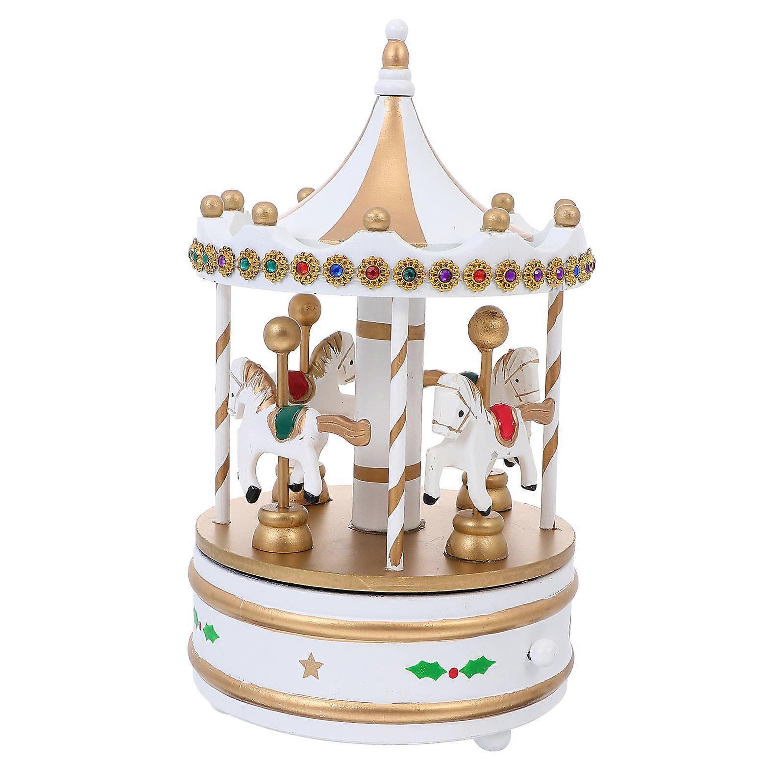 Golden Synthetic Material Carousel Music Box for Decor Practical 1Pc 5.9in
