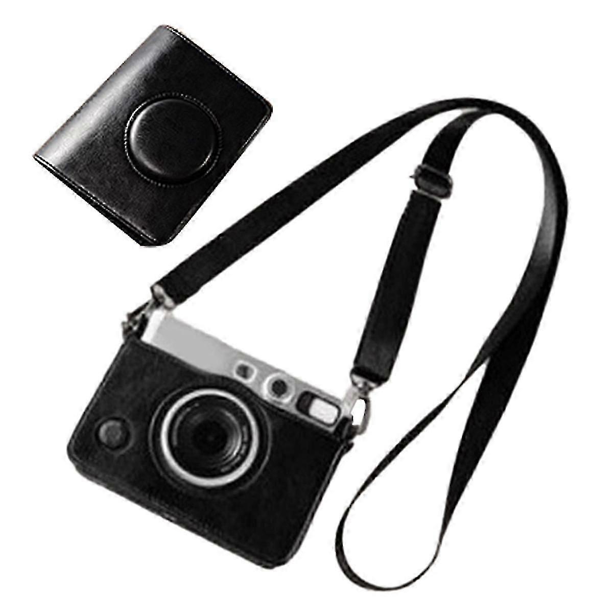 富士フイルムInstaxミニEVO保護ケース用PUレザーカメラバッグショルダーストラップカメラアクセス付き