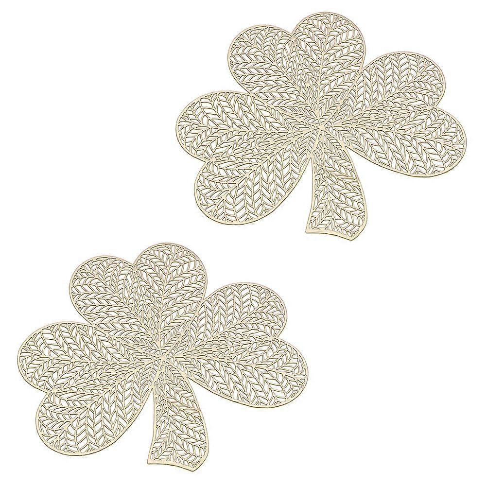 Gold Placemats Decorative Clover PVC Placemat for Dining Table 2Pcs