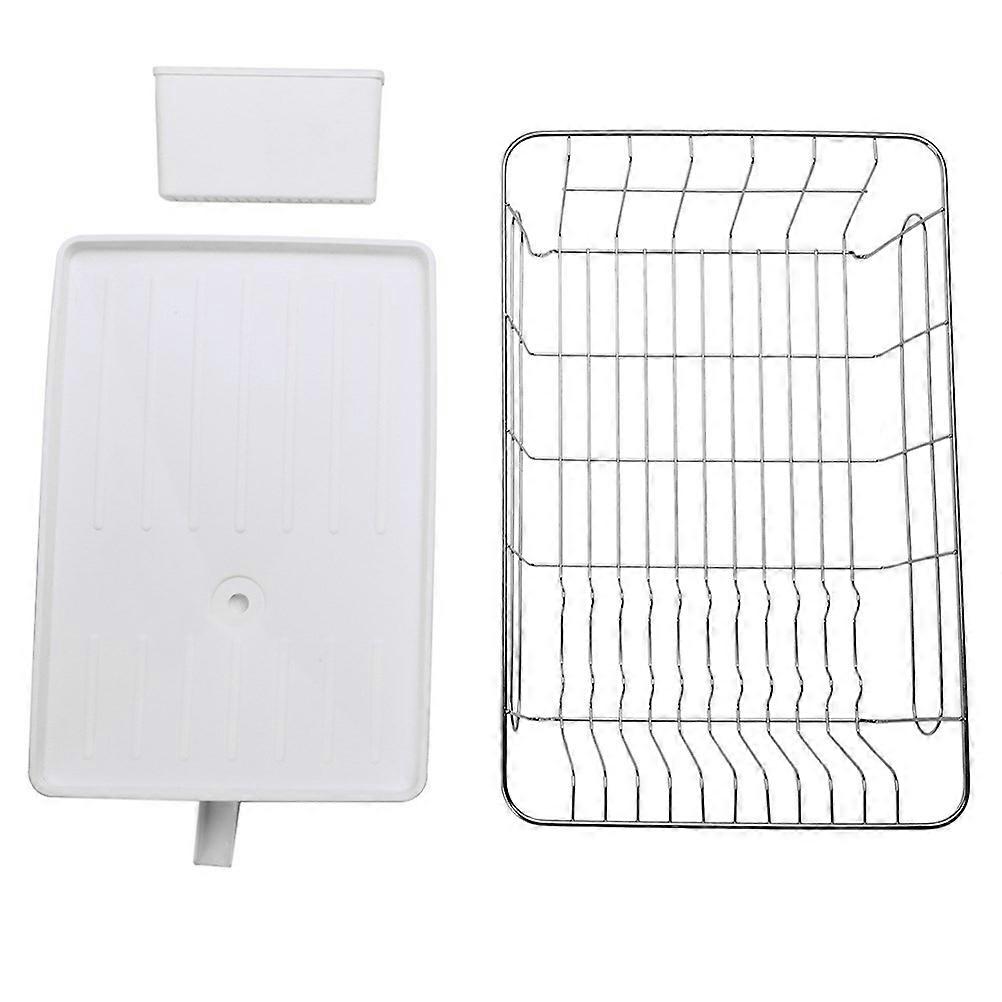 Stainless Steel Dish Drying Rack Cutlery Dish Drainer Kitchen Use Rectangular Fruit and Vegetable Storage 1 Set