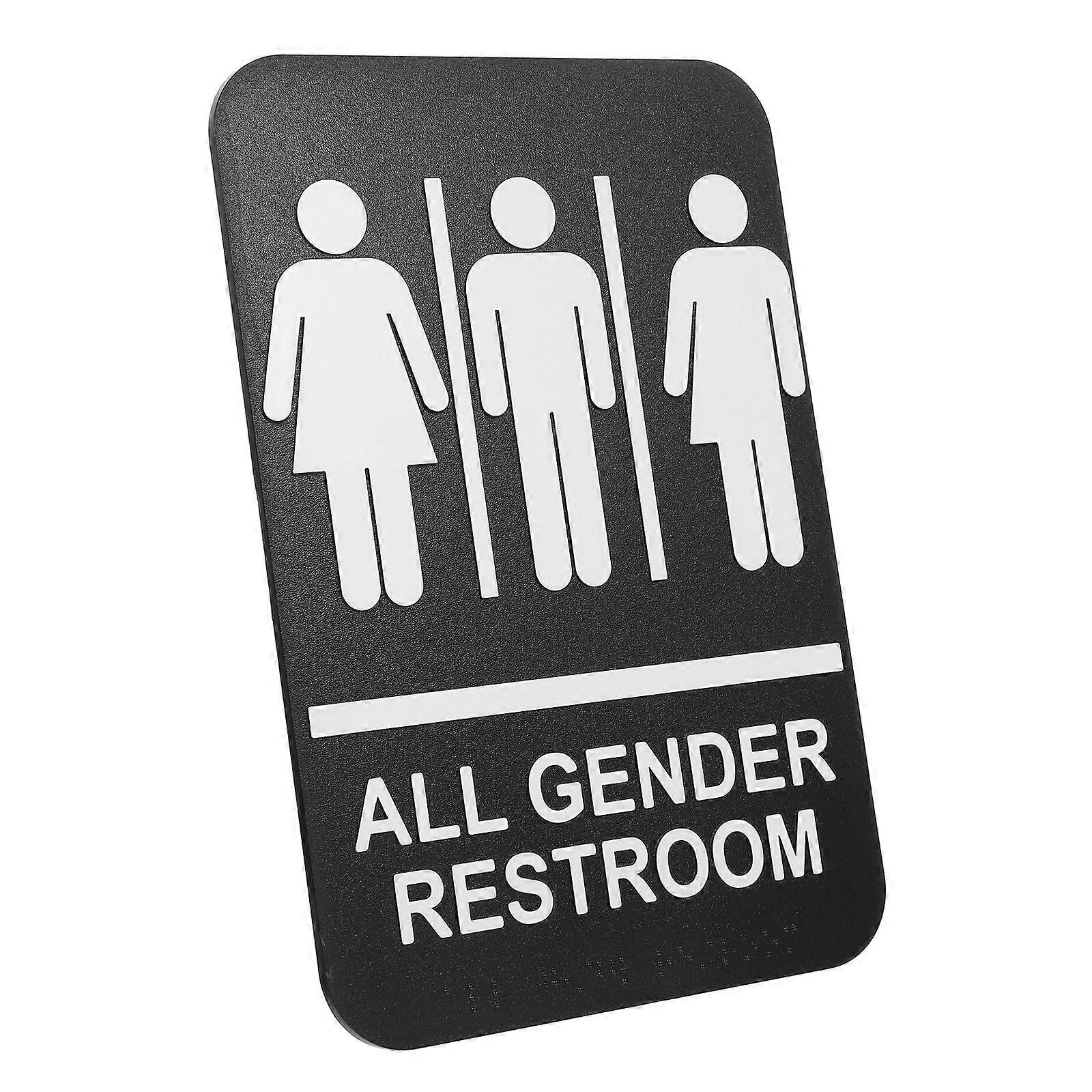 It sounds like you're describing or looking for information about a **unisex Braille restroom sign** that's **self adhesive**, **gender neutral**,