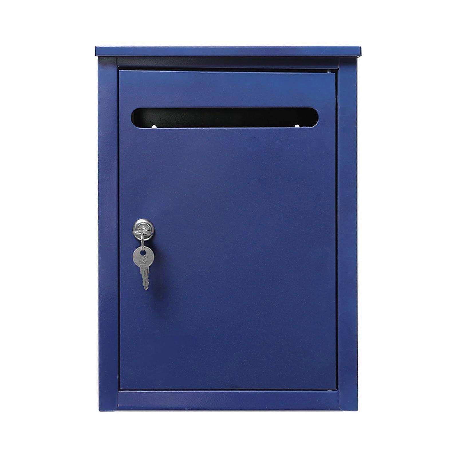 Wall Mounted Letterboxes with Lock, Lockable Postbox, Large Rustproof Metal Letter Box, Collection Boxes, 26 x 10 x 36 cm (Blue)