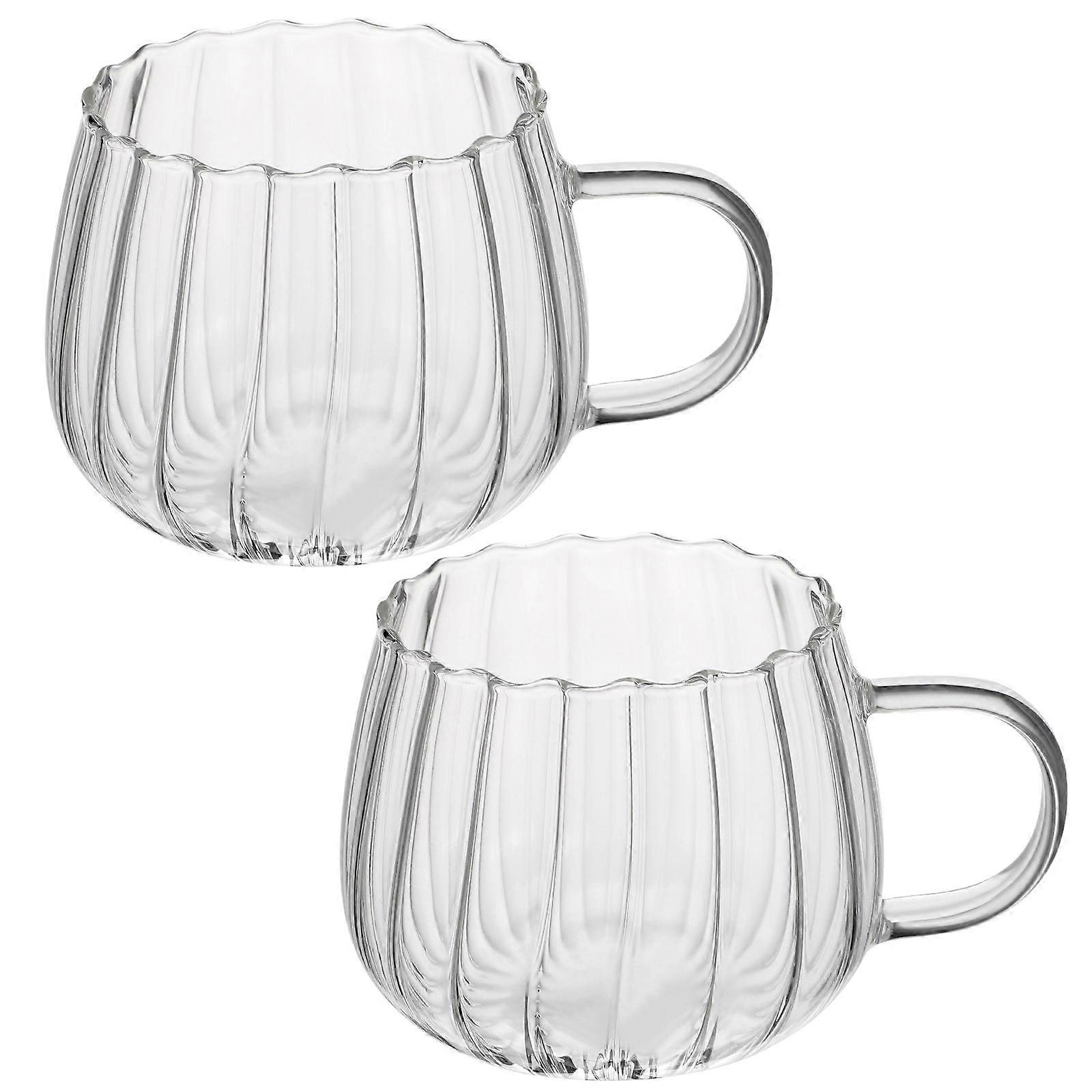 Heat Resistant Glass Mugs With Handle For Home Use 350ml Transparent Multi Purpose Use 2Pcs