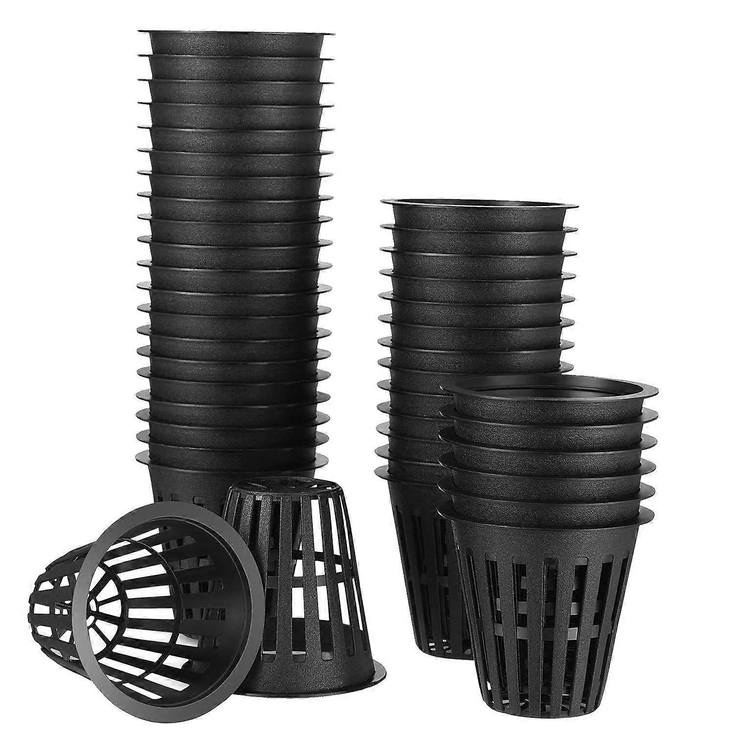 60 Pack Mesh Cups 2 Inch Wide Filter Net Pots for Hydroponics, Durable Plant Basket Buckets with Slots