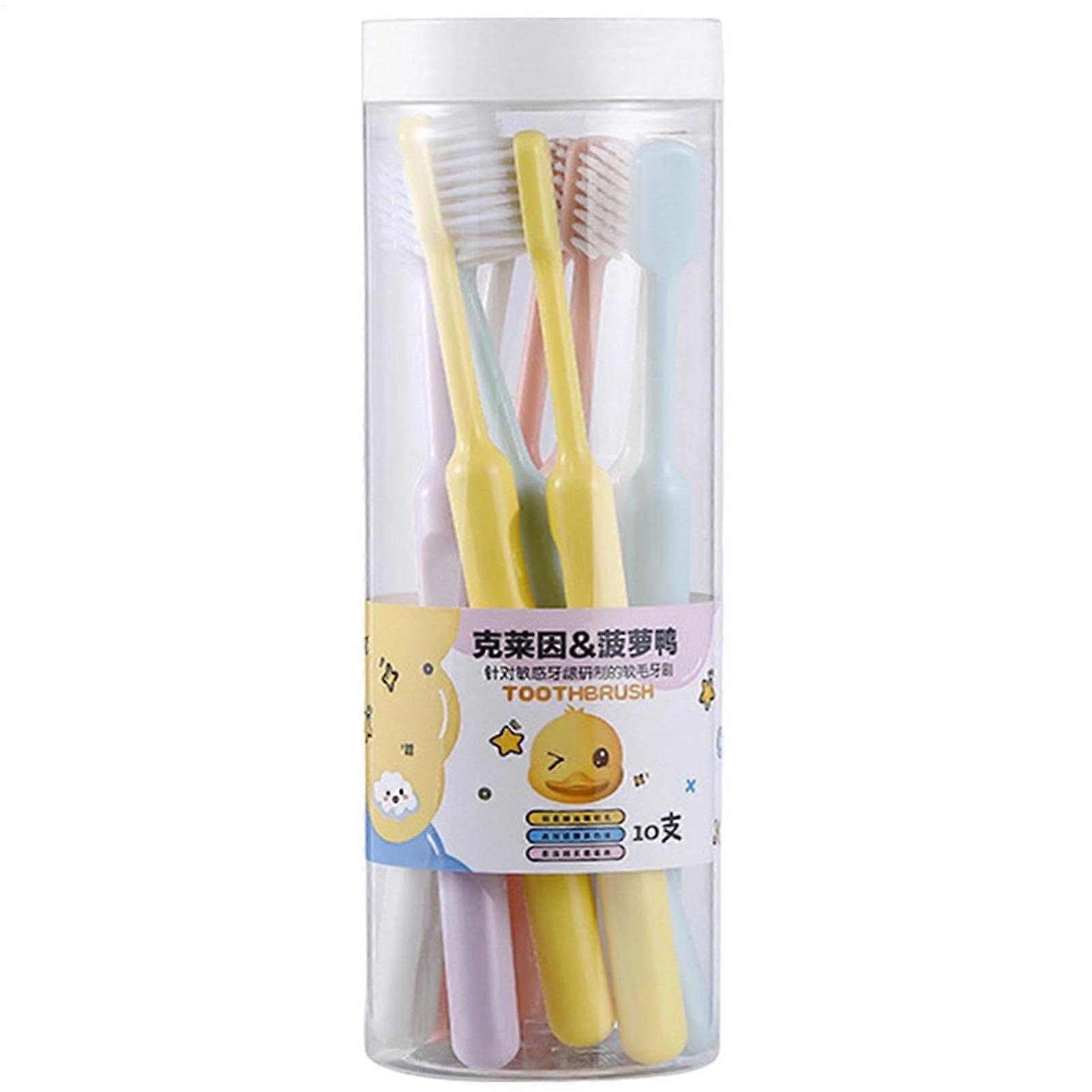 Soft Toothbrush For Cleaning Compact Family Travel Set With Round Handle, Nylon Bristles, Multicolor, Unisex
