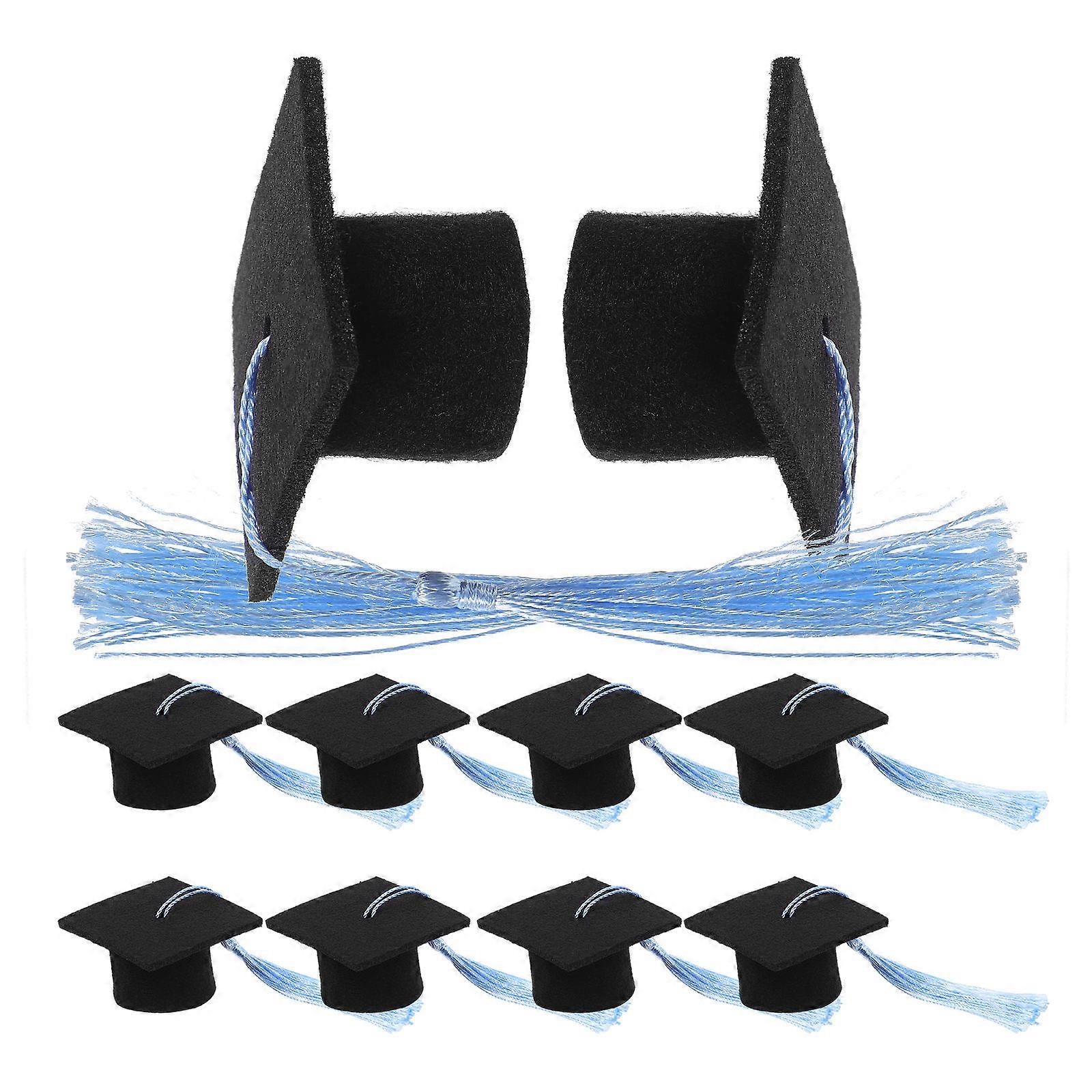 Graduation Cupcake Toppers Mini Hats with Tassels for Decor 10Pcs Set