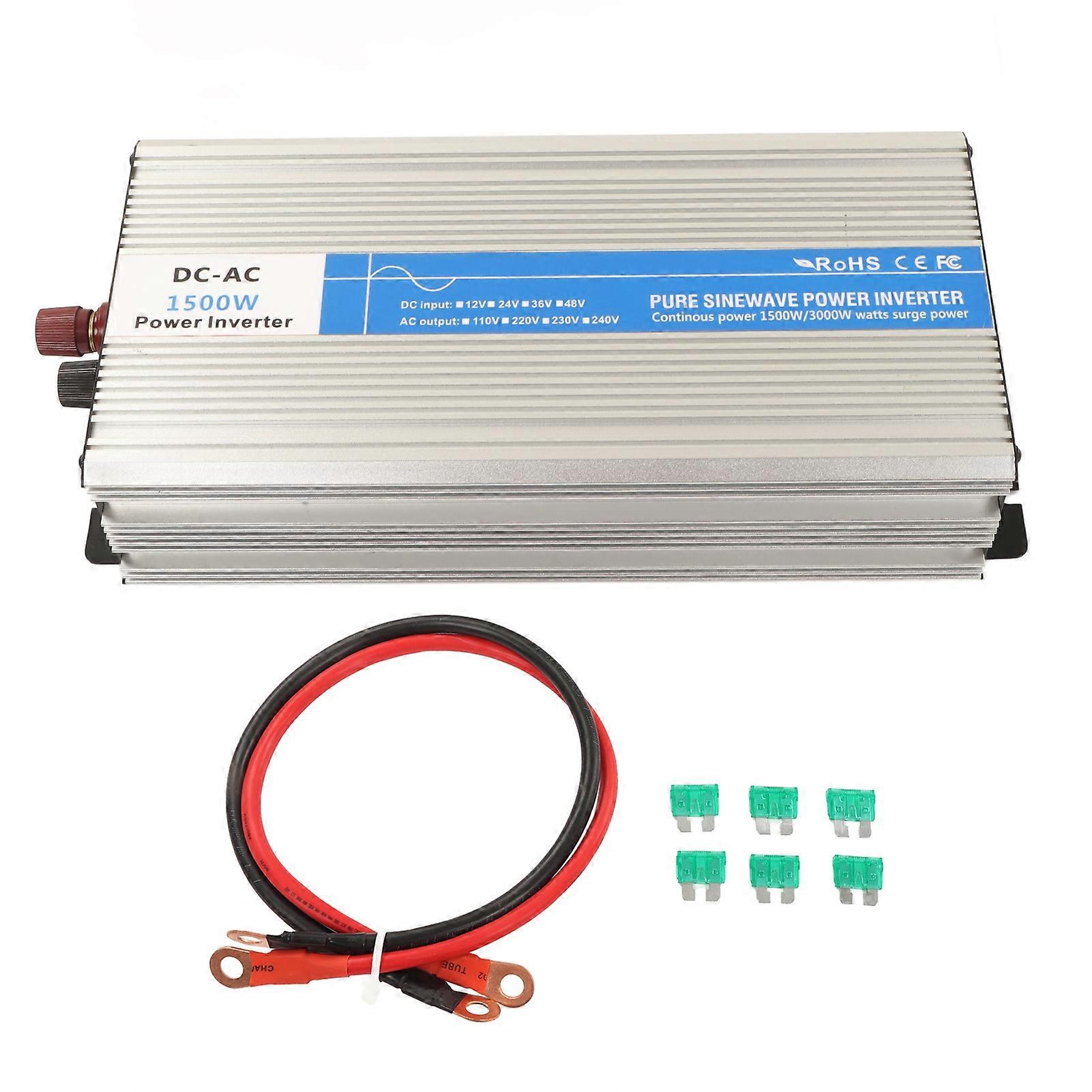 1500W Pure Sine Wave Power Inverter Dual AC Socket 5V 2.1A USB Port High Conversion Rate DC To AC Power Inverter DC12V Input
