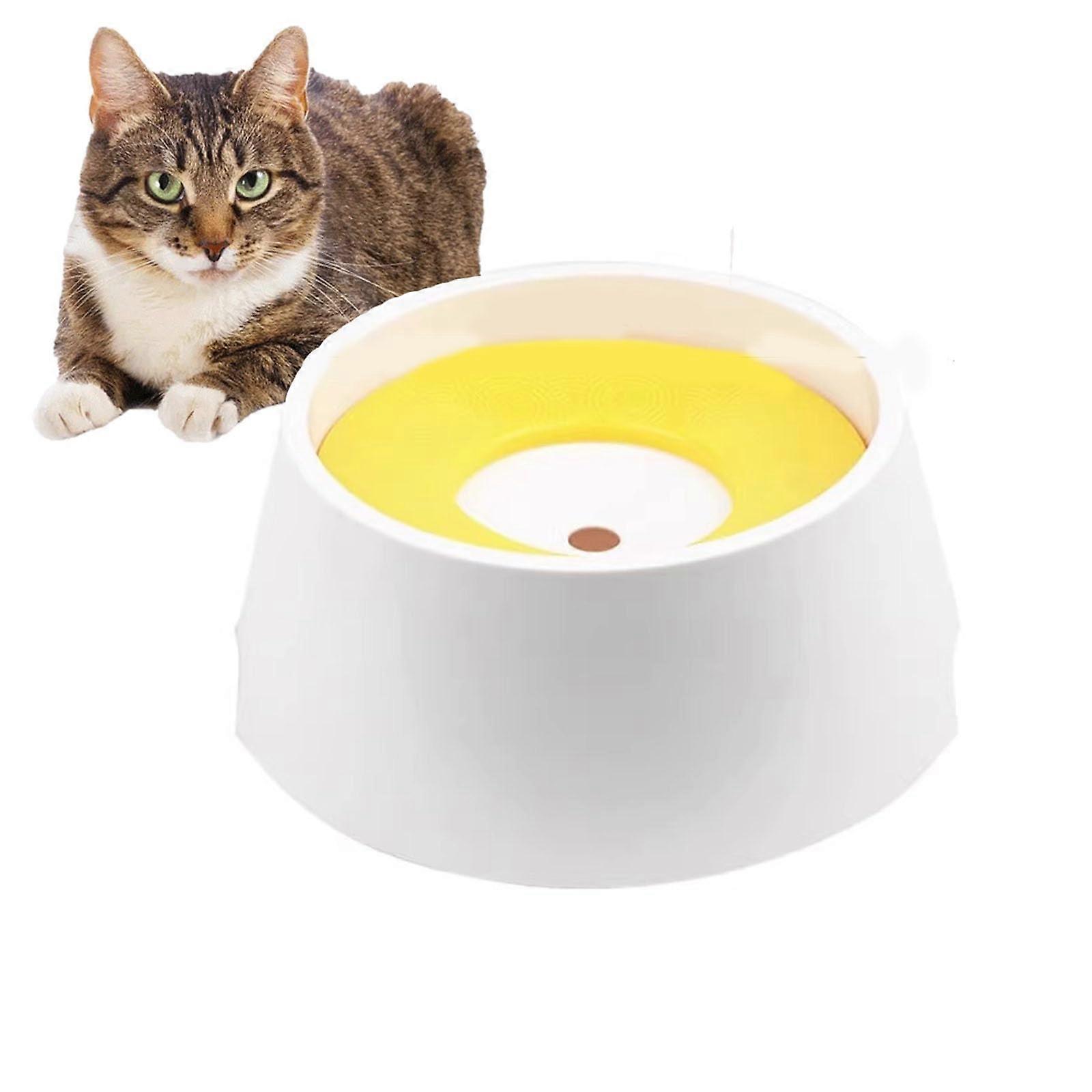 Drinking Fountain for Pets, Overflow Proof Dog Water Bowl, Easy Clean, Cat Safety Choking Protection, Yellow Color