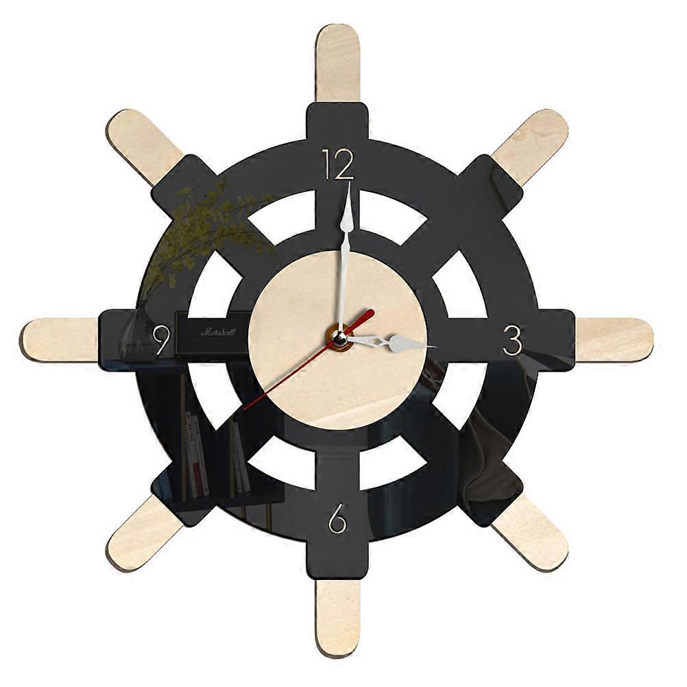 Retro Rudder Shape Wall Clock with Big Numbers for Easy Reading Acrylic Multi 1pc