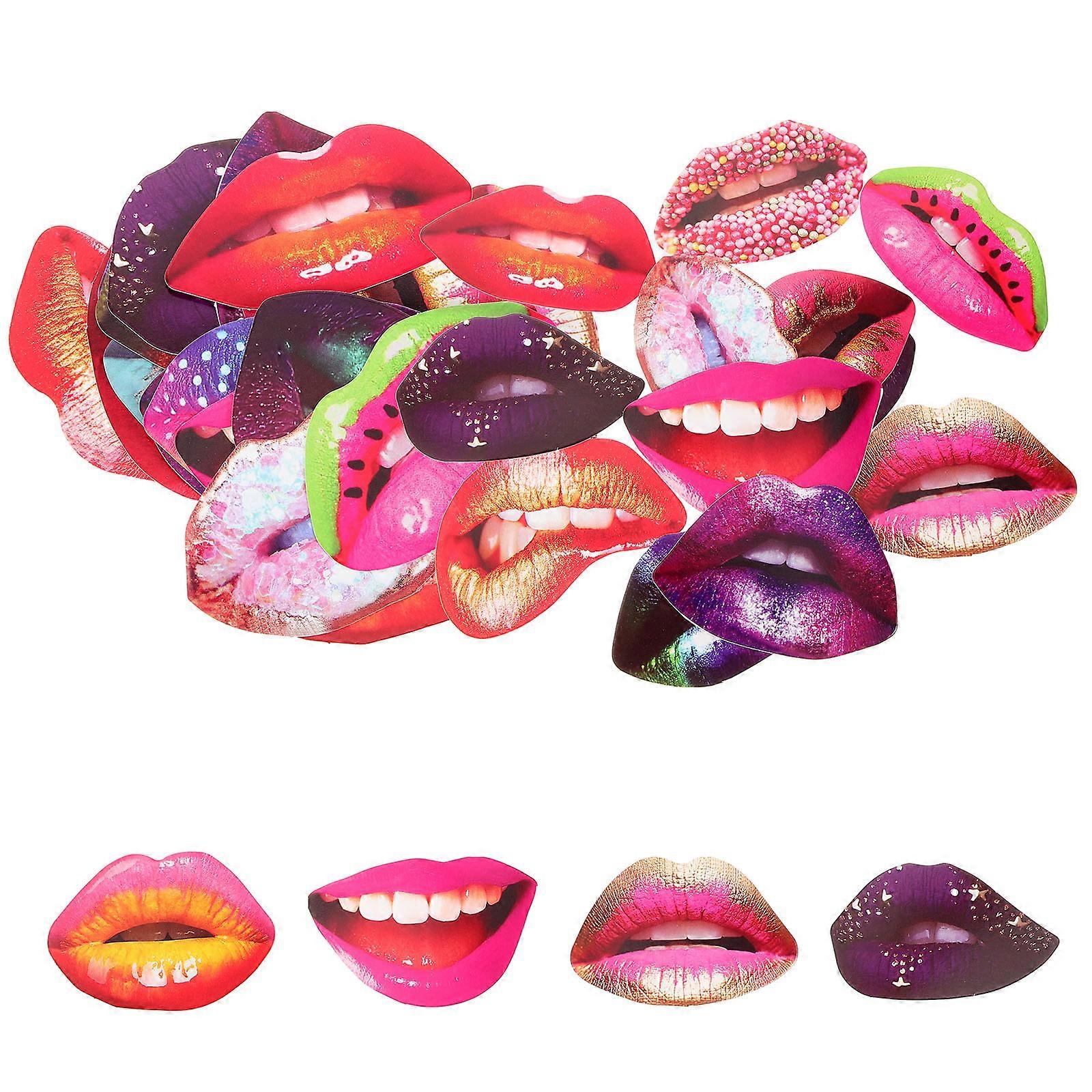 Funny Lips Photo Props Creative Design For Wedding Engagement Party 20x0.2cm Assorted Color Photo Accessory 1 Set