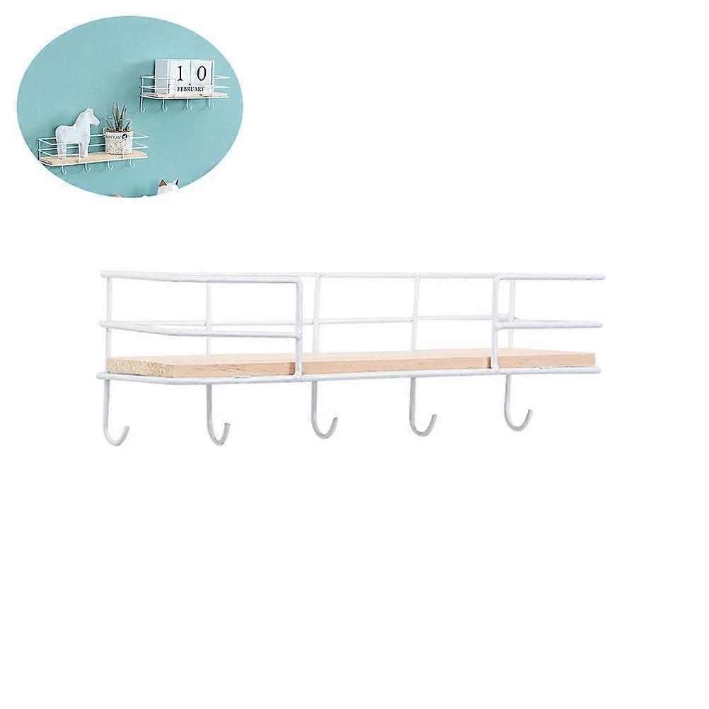 Rack Shelf Modern Wrought Iron Storage Rack Organizer Decorative Shelf White 30 X 10 X 10.3 Cm Wall-Mounted 1Set