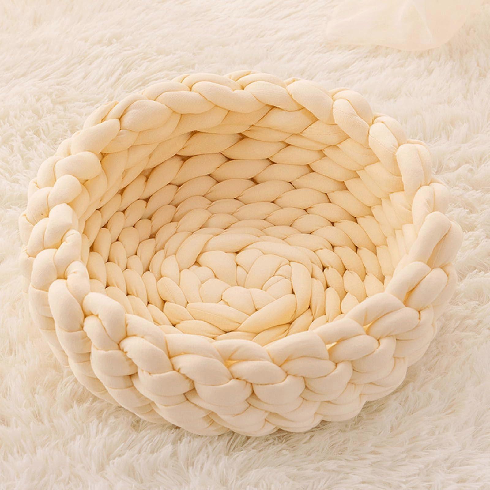 Cat Bed Woven Nest  Cozy Sleeping Solution for Cats  Small Dogs, Warm and Comfortable for Rest, Ideal Pet Sleeping Bag, 45 cm, Beige 40cm Beige