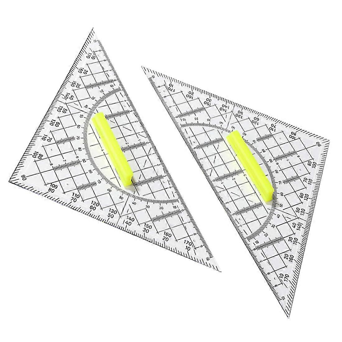 Set Square with Handle, Triangular Scale, 2 Pieces Drawing Triangle Protractor