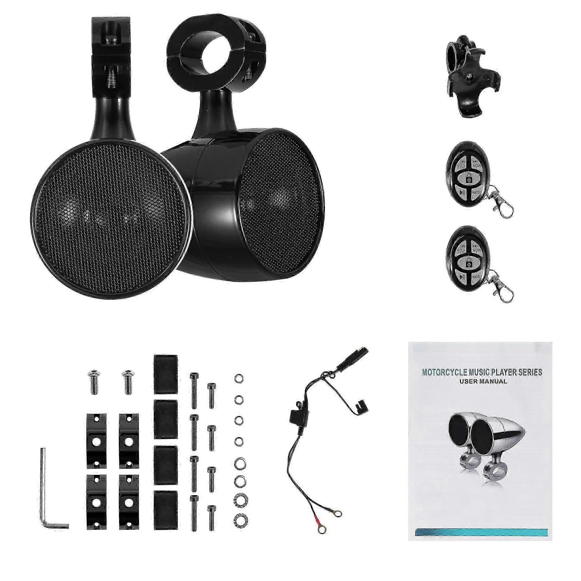 High-Power Bluetooth/USB Motorcycle Audio System with Remote Control - 3-Inch Speaker for 26-33mm Handlebar Support, MP3/WMA/WAV Playback