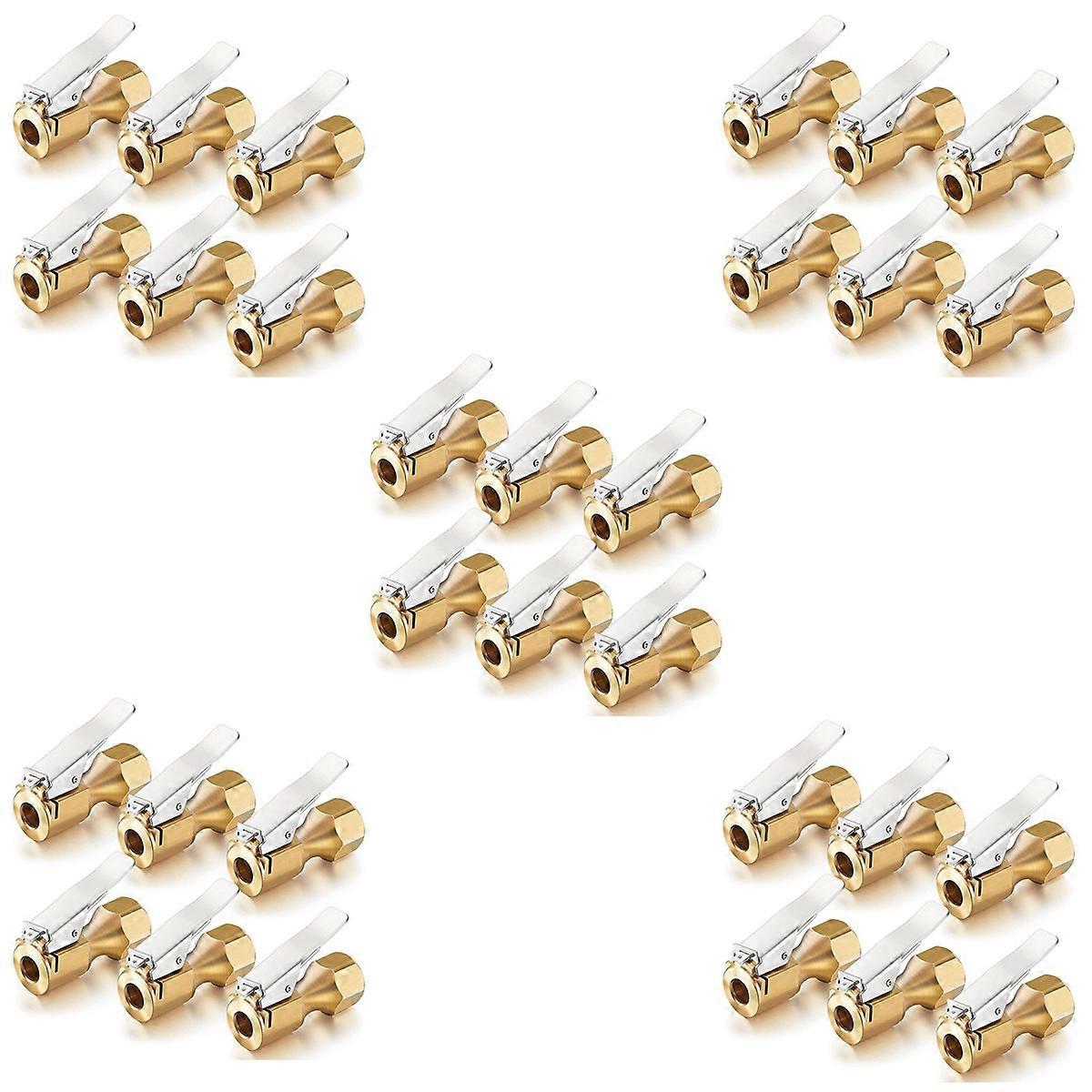 30 Pieces Brass Air Chuck Open Flow Straight Tire Chuck with Clip for Tire Inflator Gauge Compressor