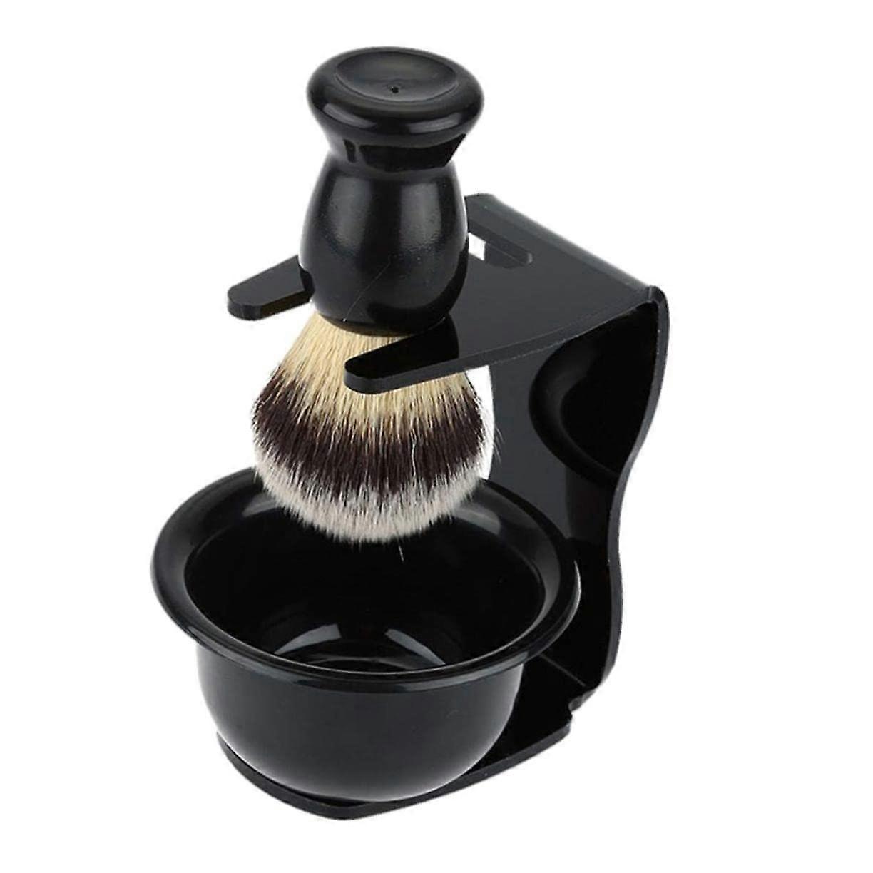 Shaving Bowl Stand for Razor - Black Men's Razor Soap Dish with Shaving Brush Holder and Cup Accessories