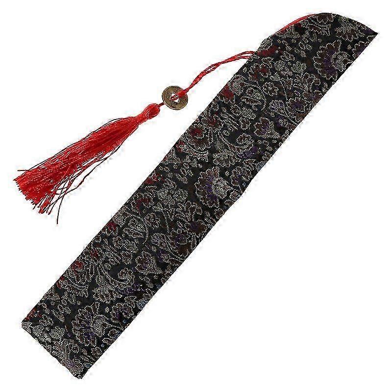 Silk Folding Chinese Hand Fan Bag With Tassel Dustproof Holder Protector Pouch Retro Style