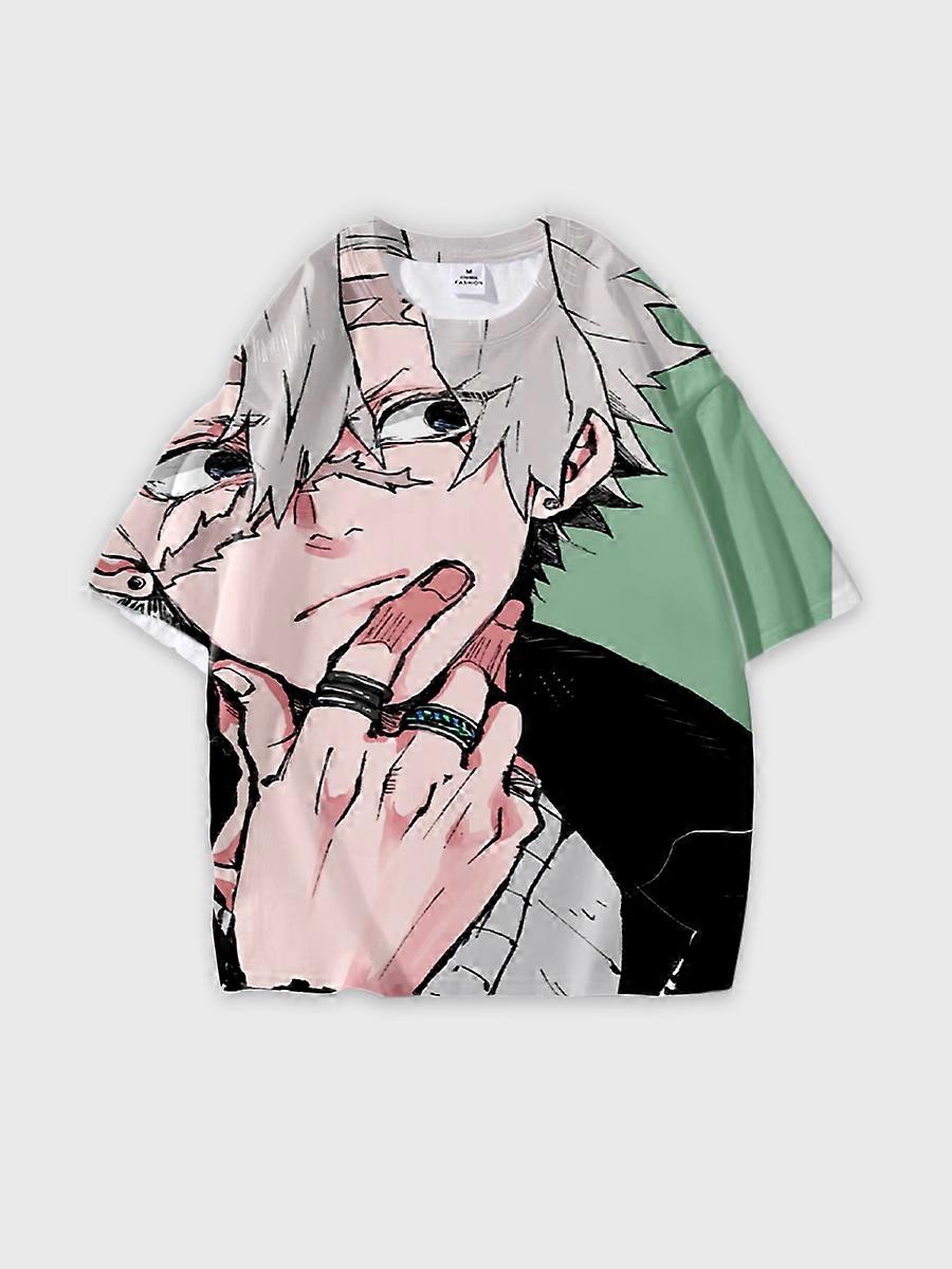 T-shirt round neck Character Pattern loose short sleeve P1367