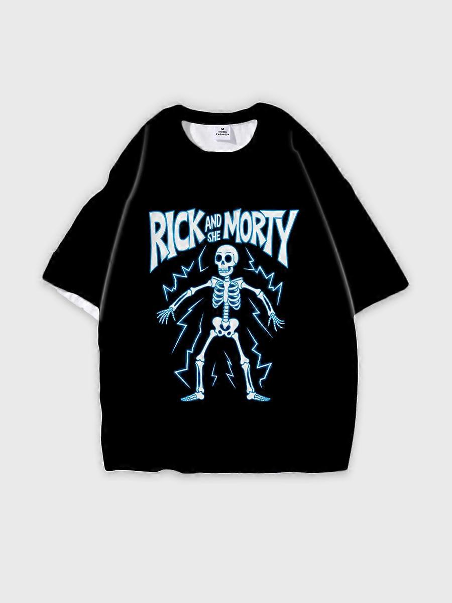 T-shirt round neck Animation Character Pattern loose short sleeve P3056