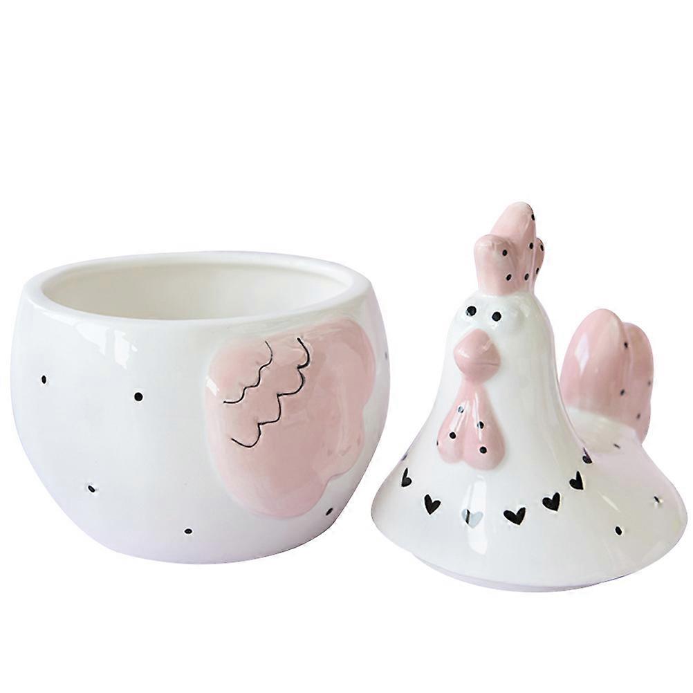 Ceramic Egg Storage Jar Sealed Chicken Shaped Candy Container with Lid