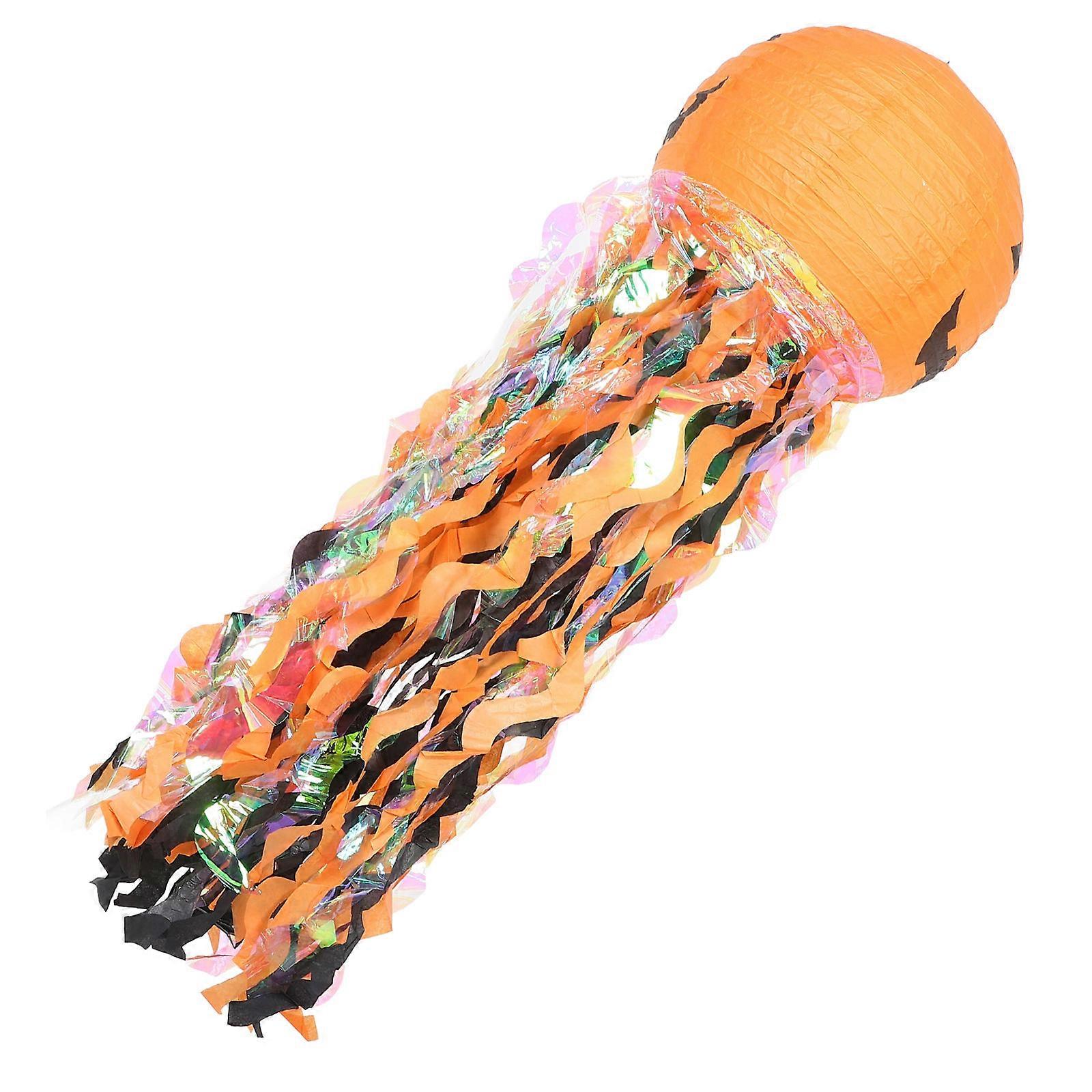 Hanging Halloween Lantern Pumpkin Shape Orange Color Paper Metal Material Festive Atmosphere 1Pcs