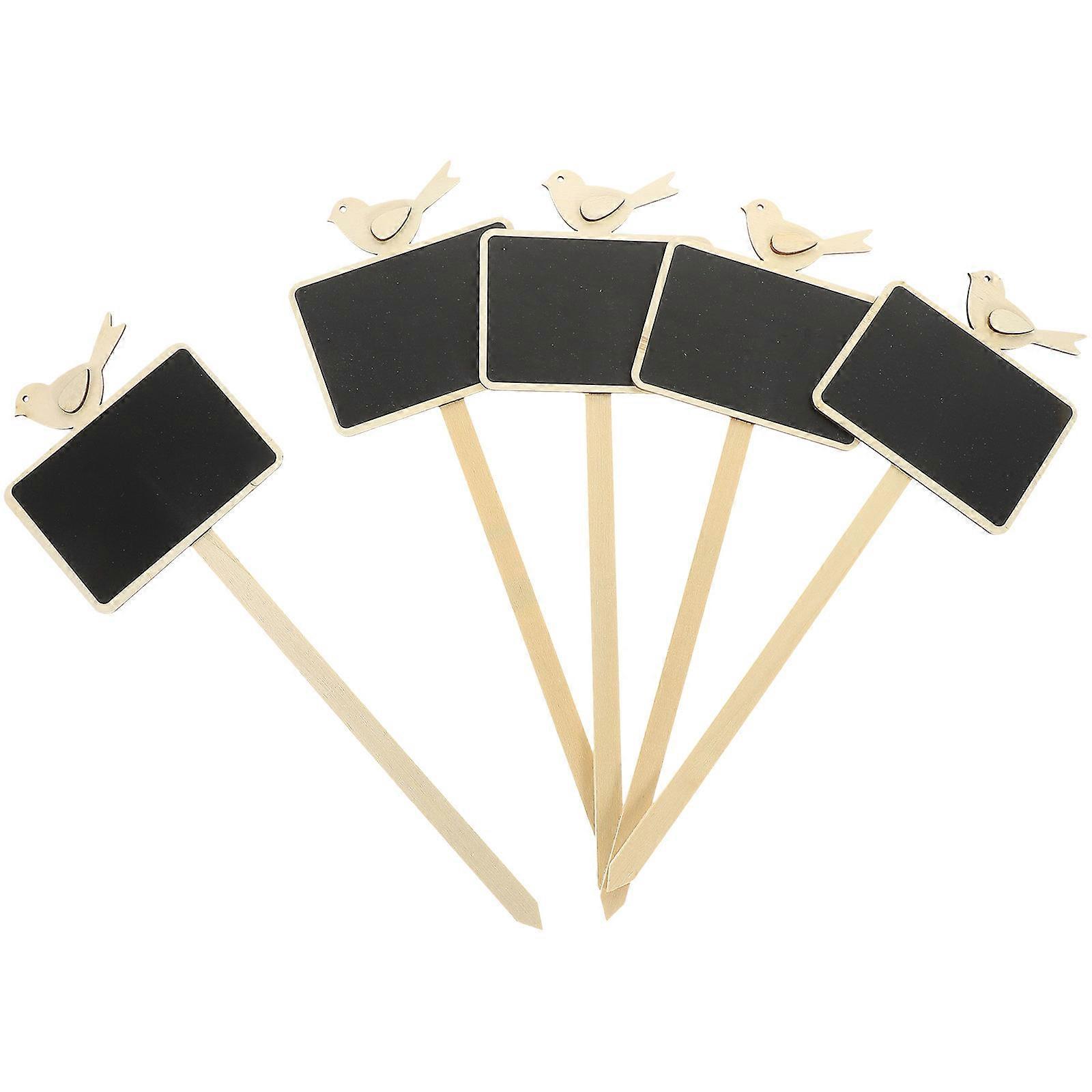 5PCS Wooden Chalkboard Label Stakes Practical Message Board Sign Picks