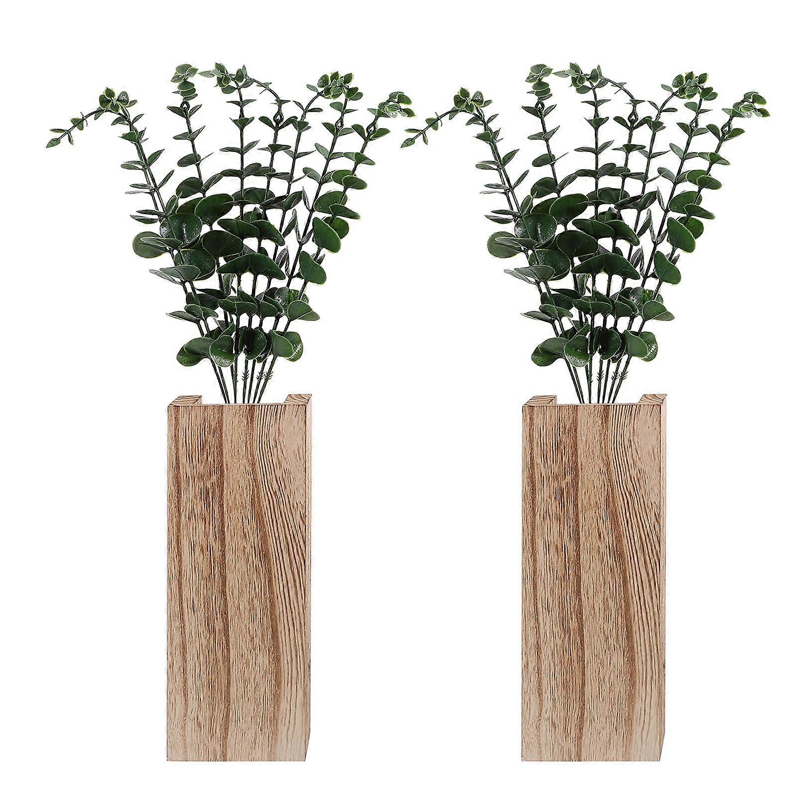 Artificial Eucalyptus Hanging Branches with Wall Mountable Vase – Indoor Home Office Decor – No Watering Easy Installation Warm Welcome