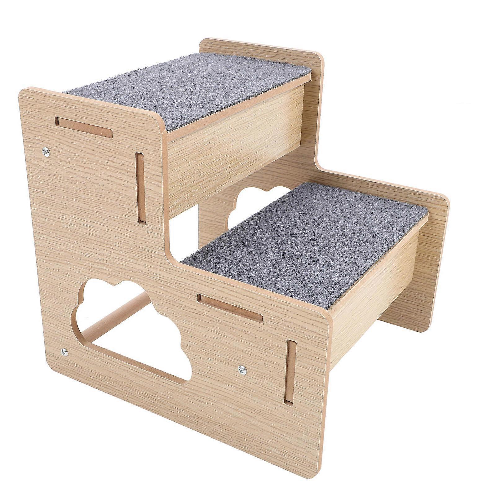 2 Step Wooden Pet Stairs Multi Soft Non Slip Surface Mobility Issues for Home Use