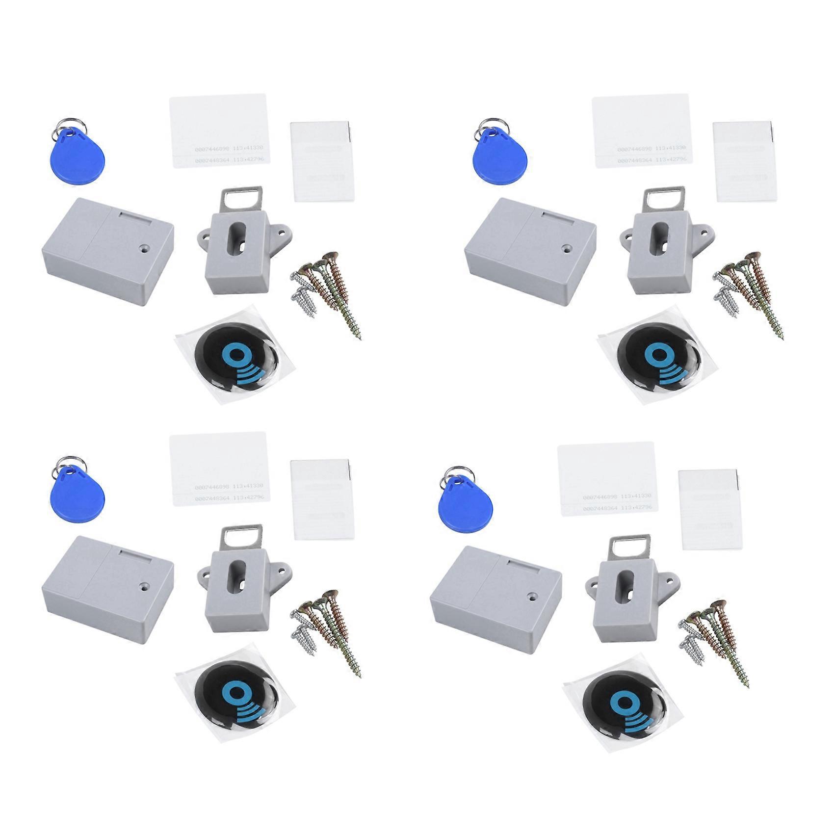 4X Hidden RFID Free Opening Intelligent Sensor Cabinet Lock Locker Wardrobe Shoe Cabinet Drawer Door