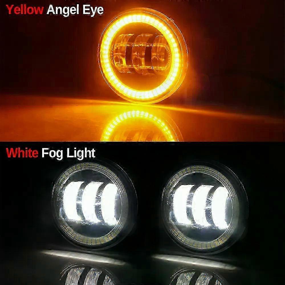 Compatible 2 Pieces Car Front Bumper Angel Eye LED Fog Light DRL Daytime Running Lamp Assembly H11 F