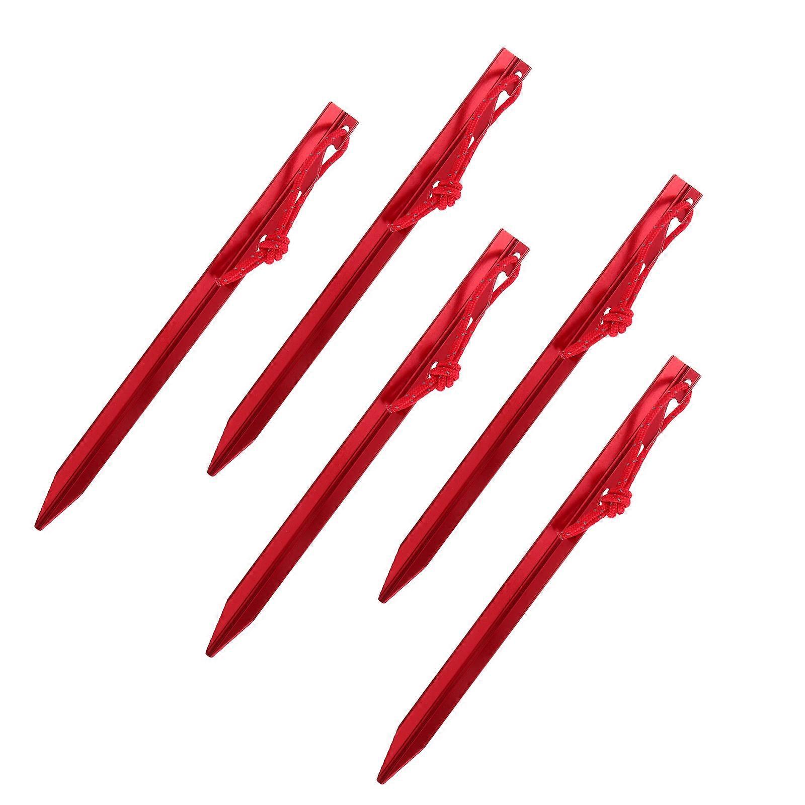 Aluminum Alloy Tent Pegs Red Color for Camping Use 5pcs Lightweight and Durable 9.84 inches
