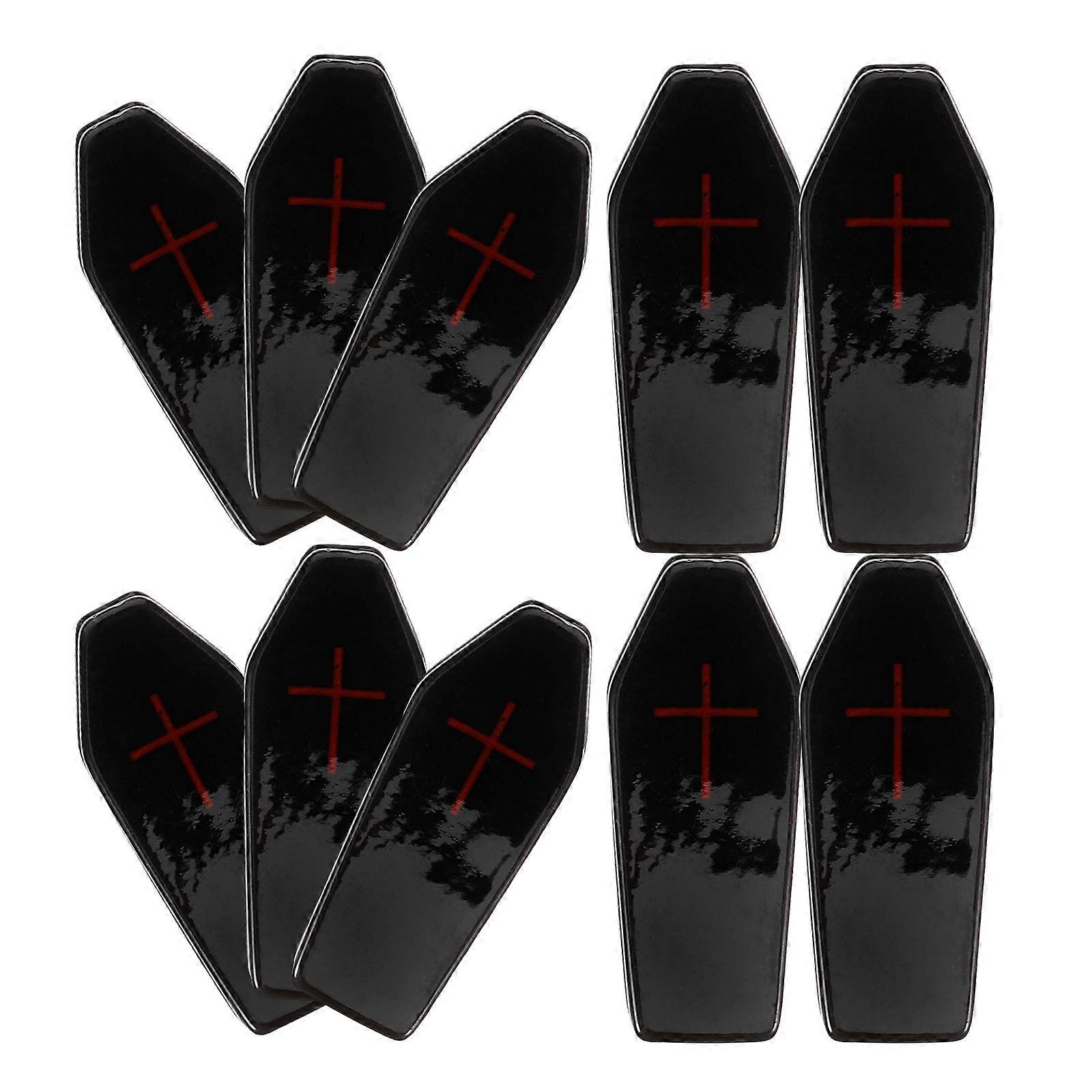 10Pcs Coffin Ornament For Halloween Party Gothic Style Decoration Prop With Black Coffin Shaped Design For Friends Gathering