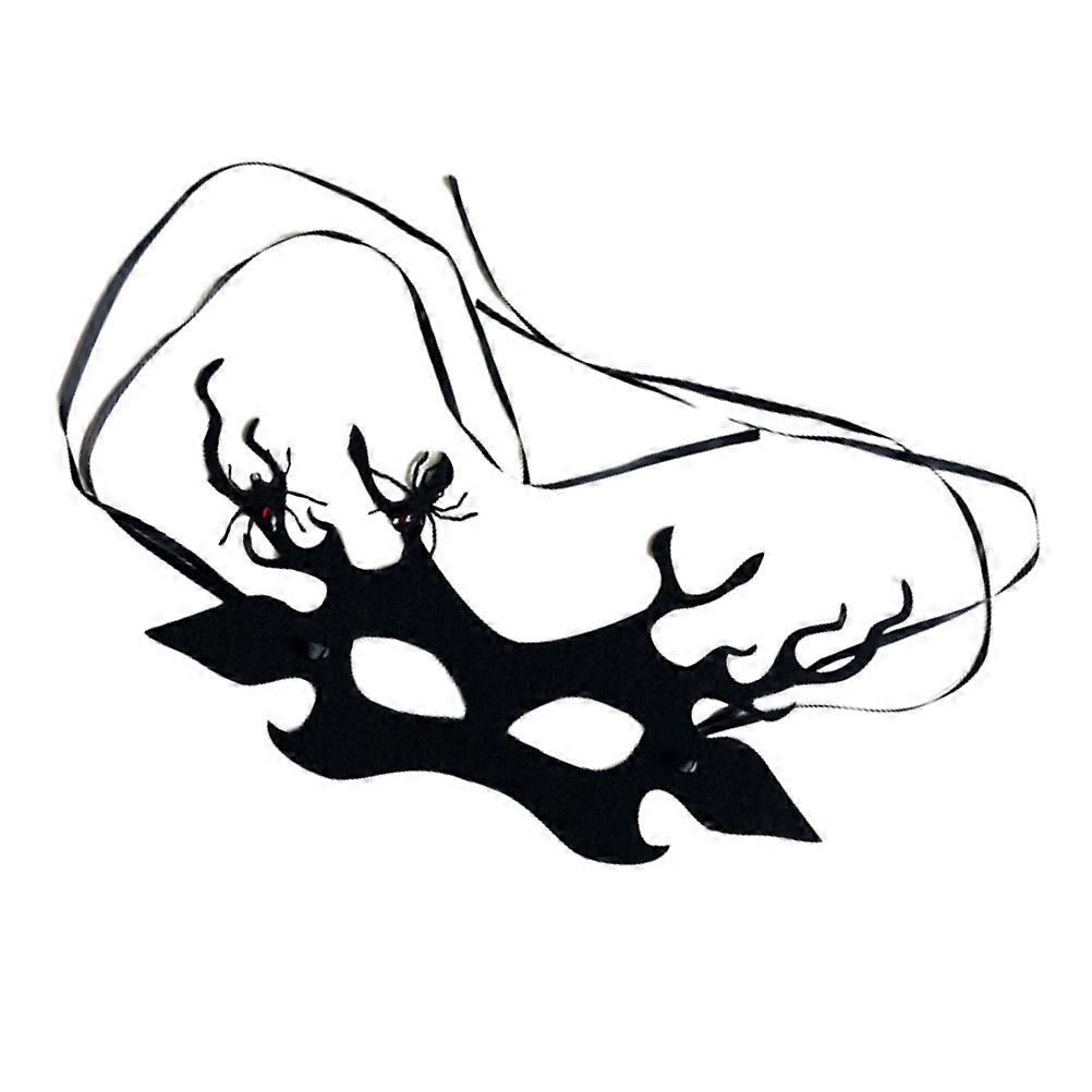 Halloween Half Face Mask Performance Props For Nightclub And Dance Party Featuring Black Design And Felt Cloth Material 1Set