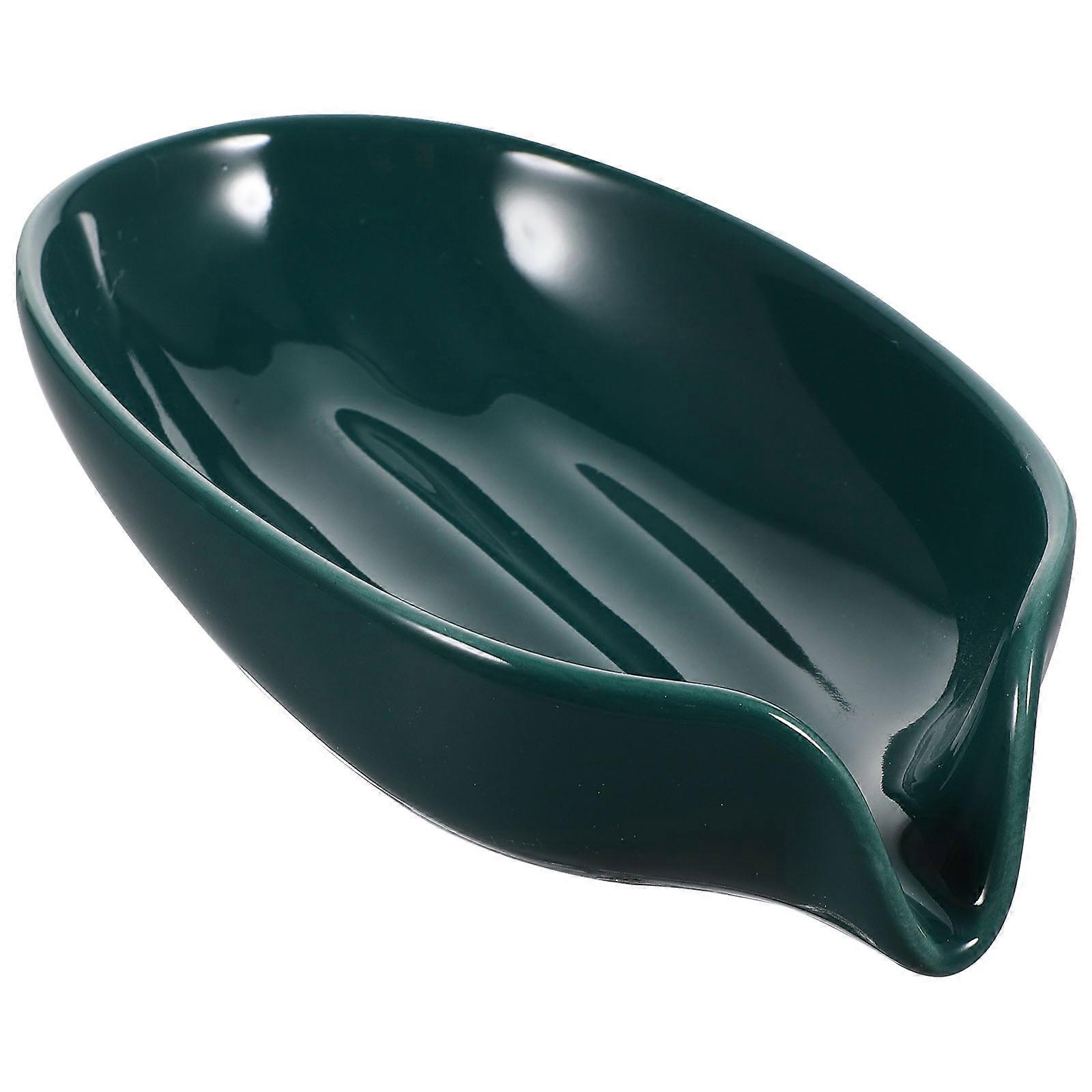 Bath Soap Holder Easy To Clean Not Easy To Slip Dark Green 13.7X8.7cm 1Pack