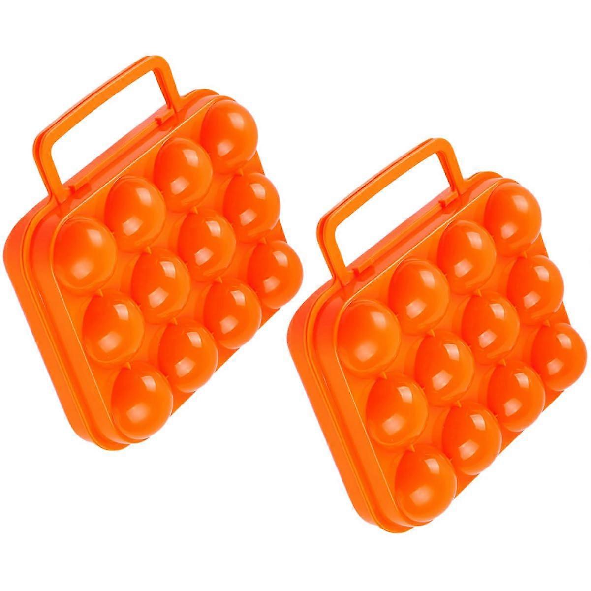2 Foldable Plastic Egg Containers, Portable Shockproof Storage Solution for Eggs for Camping and Outdoor Activities with Convenient Carry Handle