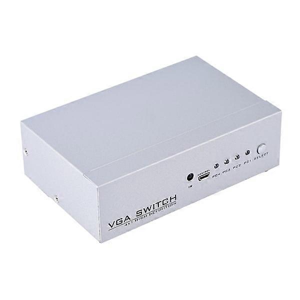 4-In-1-Out VGA Ports Metal Box Switch Video Selector with IR Remote Control