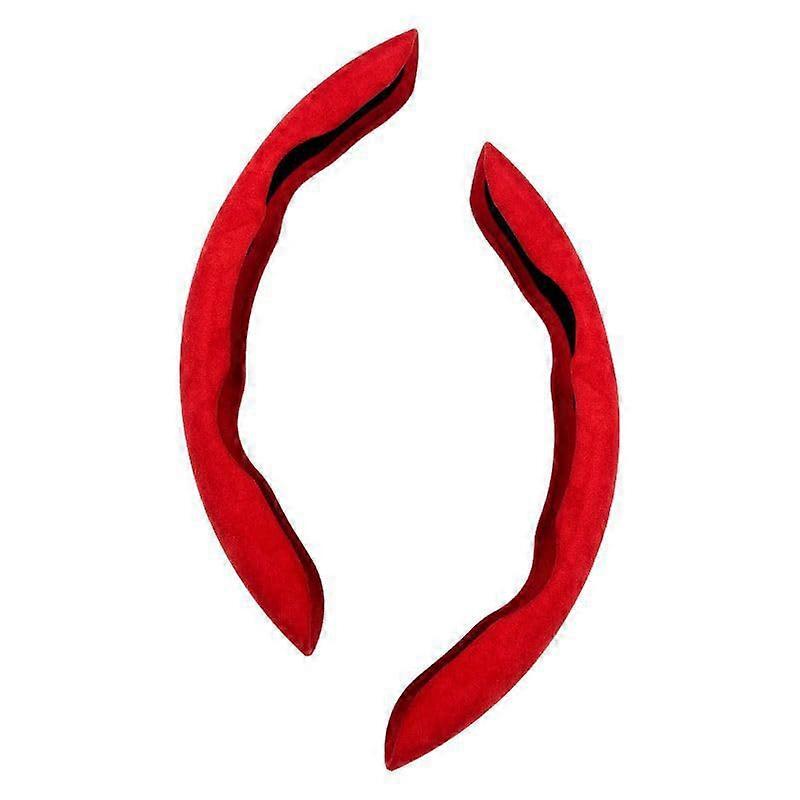 Steering Wheel Cover for Tesla Model X 2016-2023, Non-Slip Wild Leather Steering Wheel Cover for 7 Seats, Segmented Cover in Red